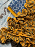Daboo and Ajrakh Handblock Printed Set - Indigo and Turmeric Yellow