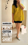 Handblock Cotton Anti Fit Shirt - Powder Blue