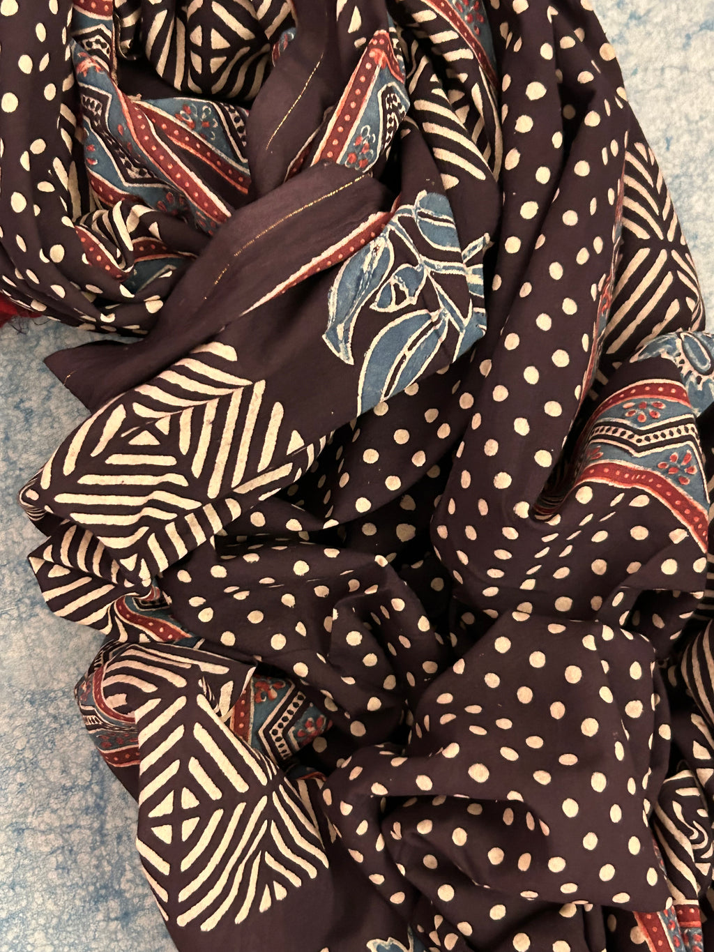 Natural Dyes Hand Block Ajrakh Dupatta