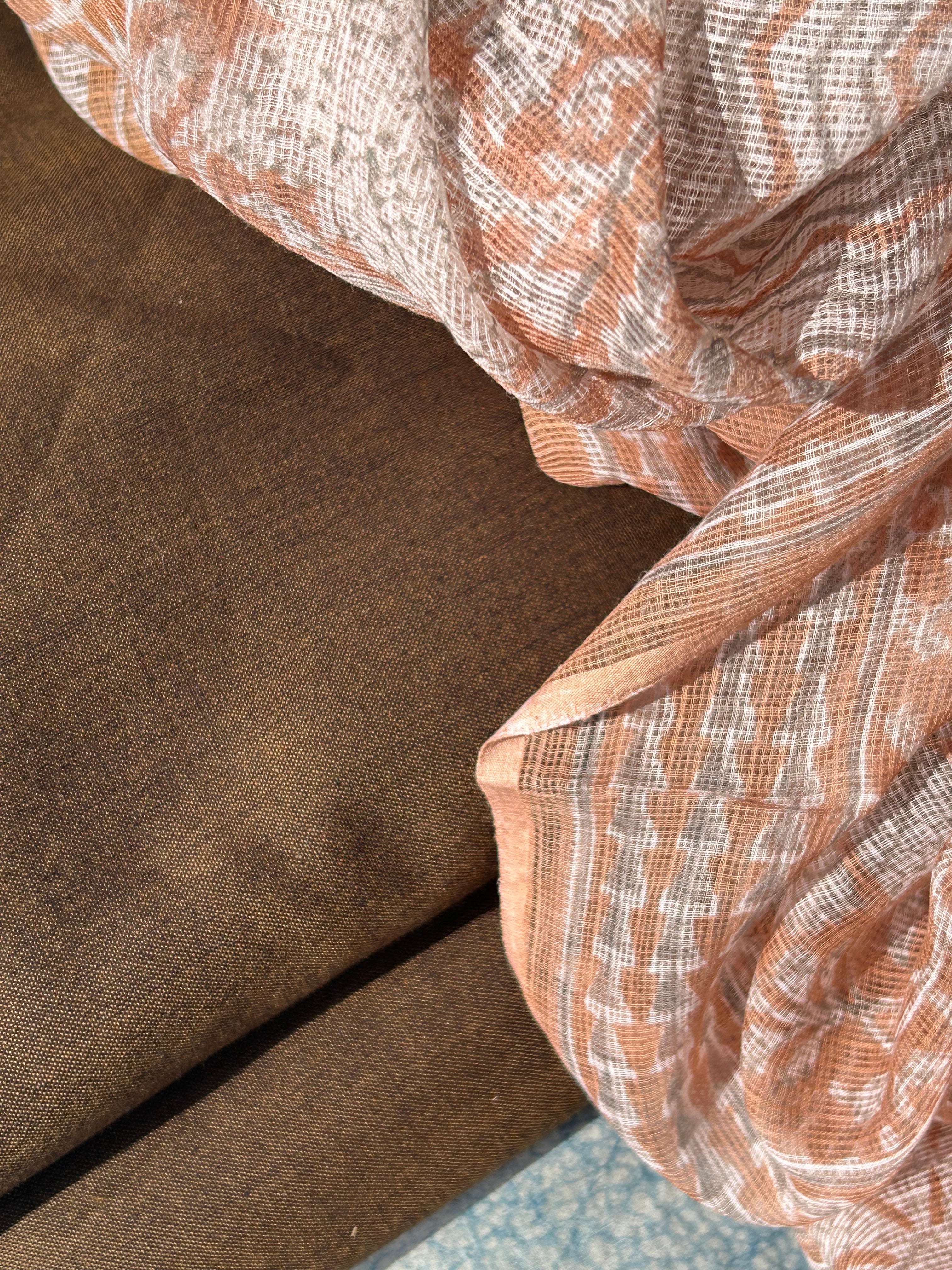 Handwoven Handblock Printed Set - Earthy Brown