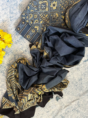Natural Dyes Handblock Ajrakh Cotton Suit