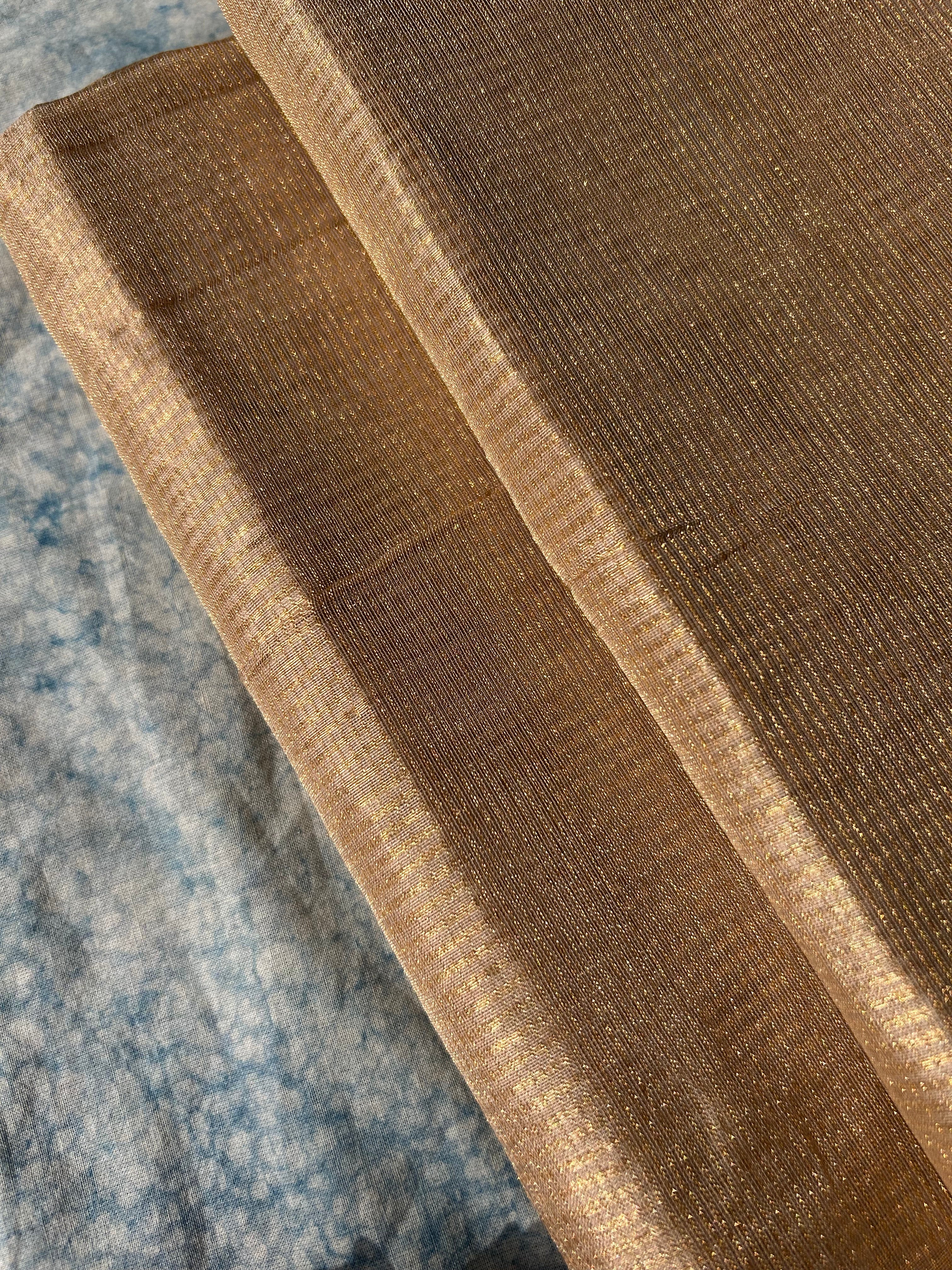 Handwoven Maheshwari Tissue Kurta Dupatta Set -Gold & Almond