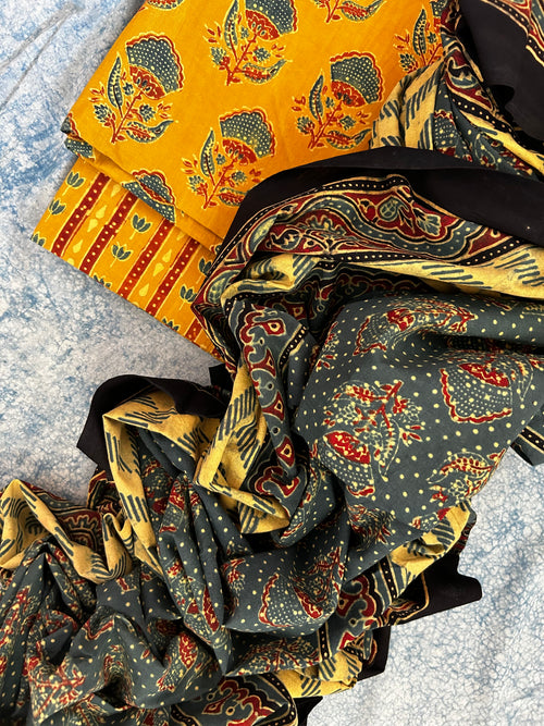 Aazeen - Natural Dyes Handblock Ajrakh Cotton Suit
