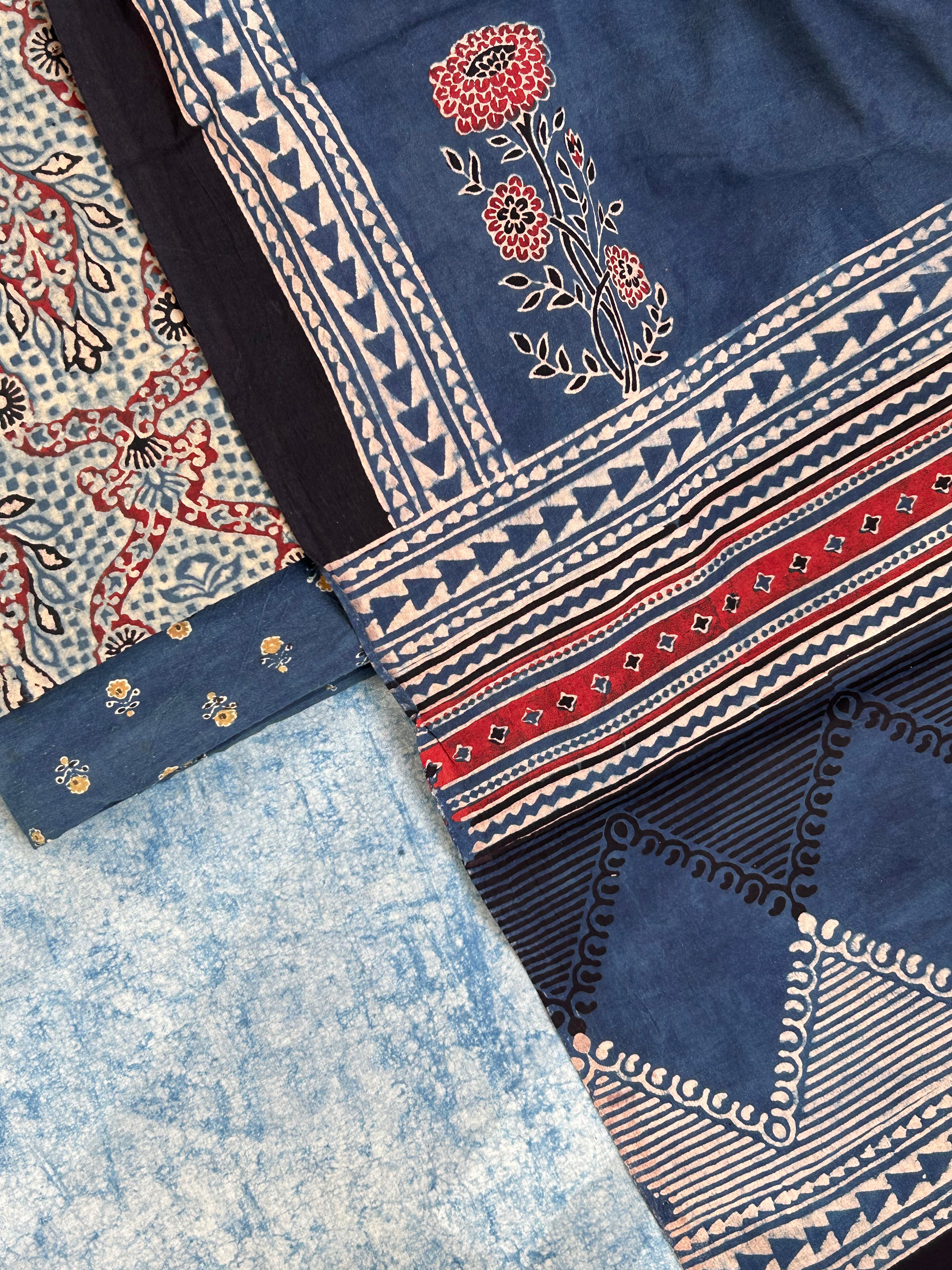 Natural Dyes Handblock Ajrakh Cotton Suit