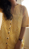 Handblock Cotton Anti Fit Shirt - Chevron Yellow