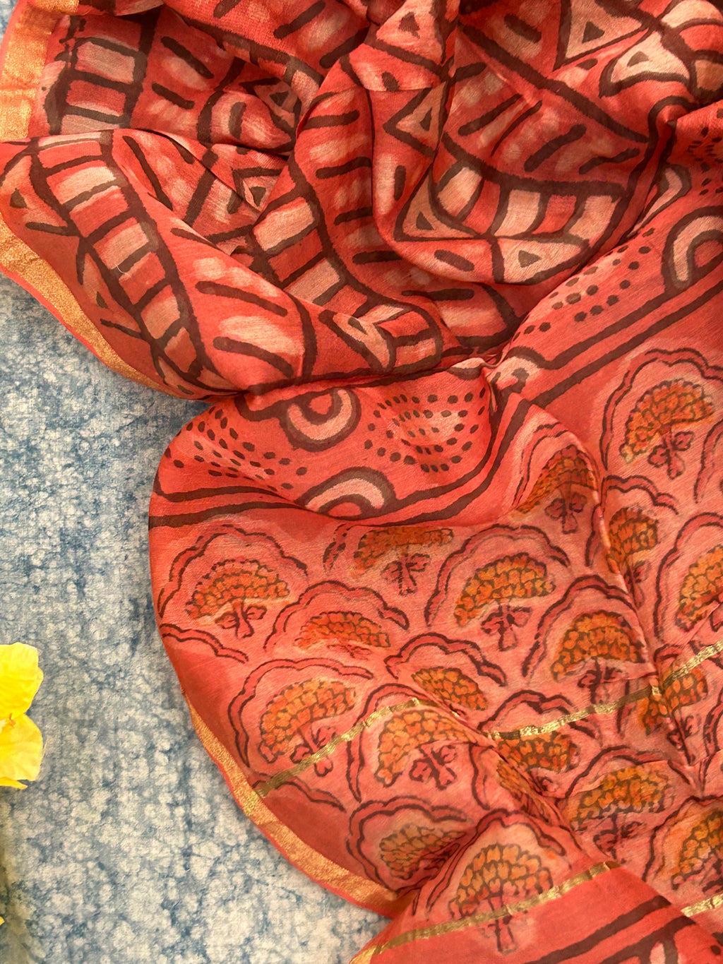 Handblock Chanderi Silk Cotton Suit