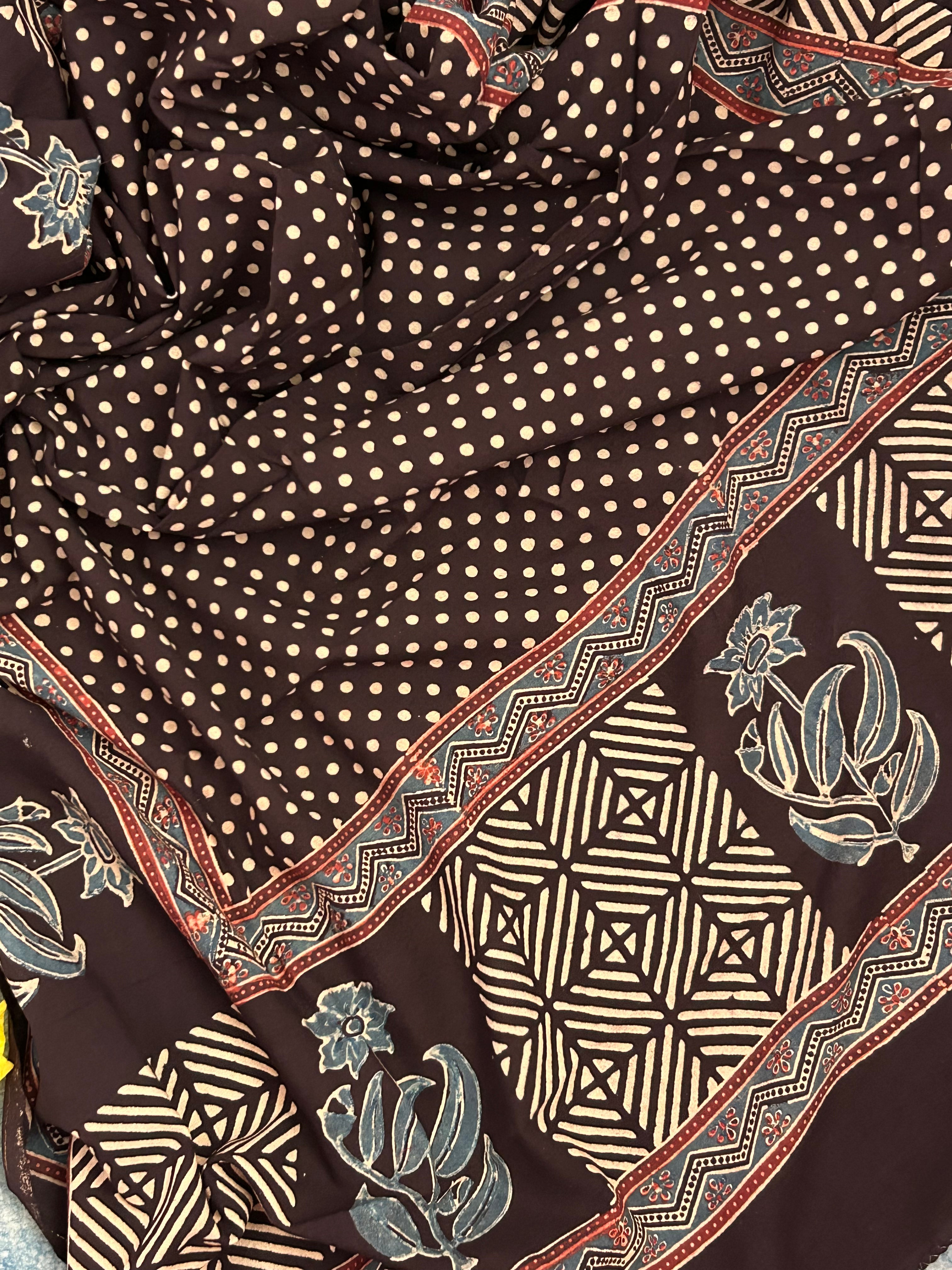Natural Dyes Hand Block Ajrakh Dupatta