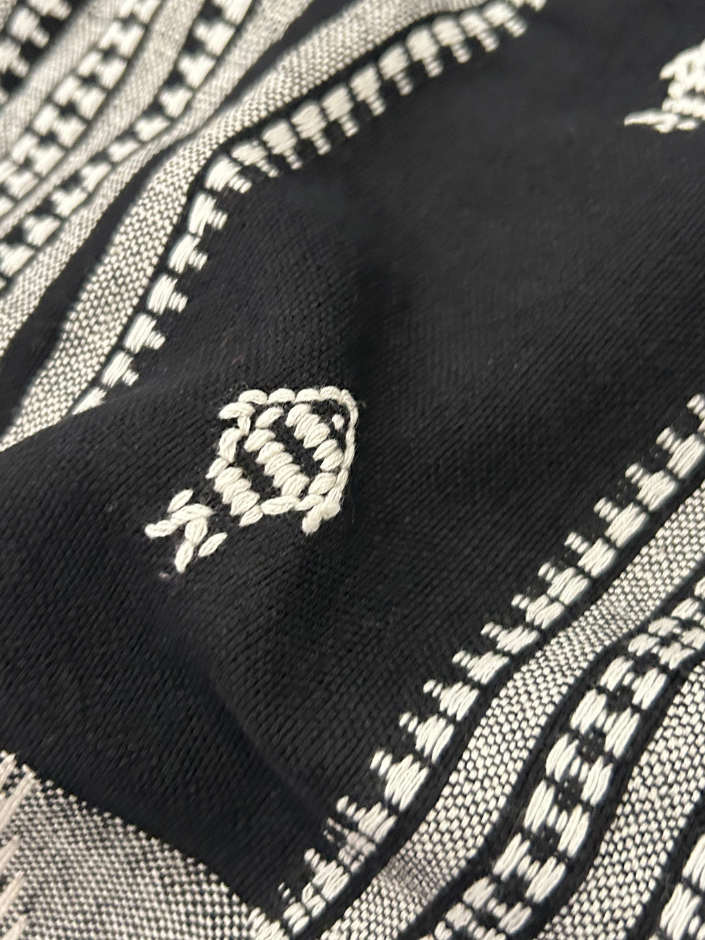 Handspun Handwoven Kotpad Suit Set -Black Butti & Checkered Fish Butti Stole