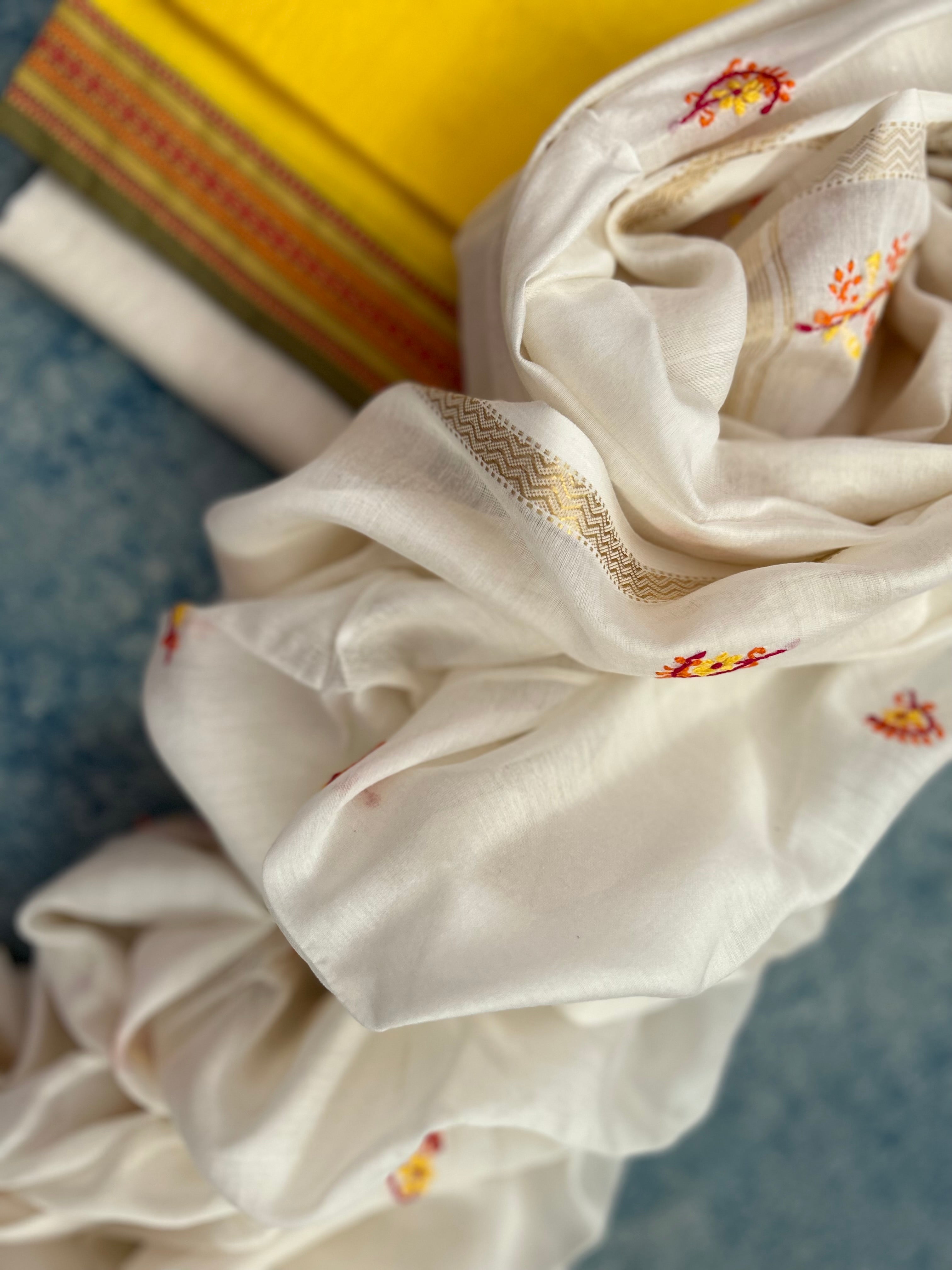 Handwoven Chikankari Maheshwari Kurta dupatta set