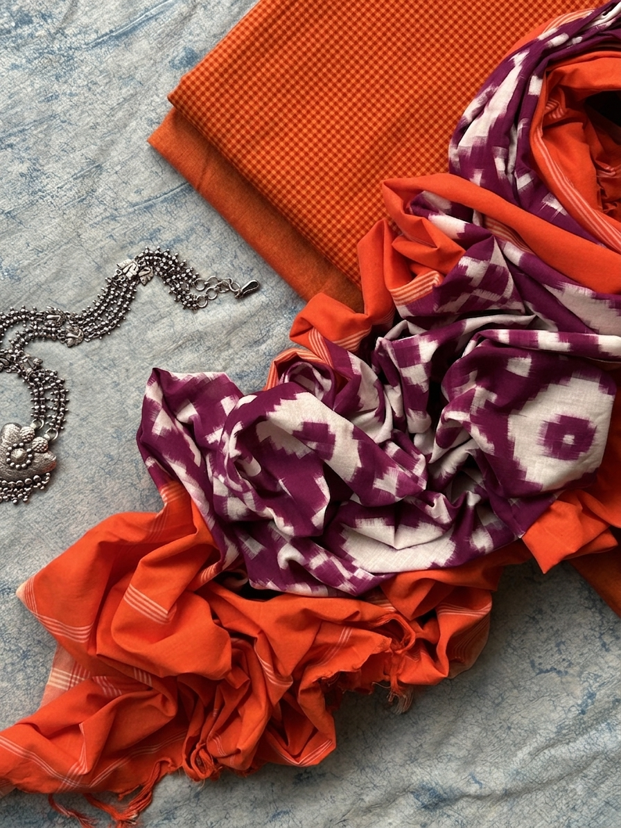 Sanjh - Handwoven Ikath Kurta Dupatta Set