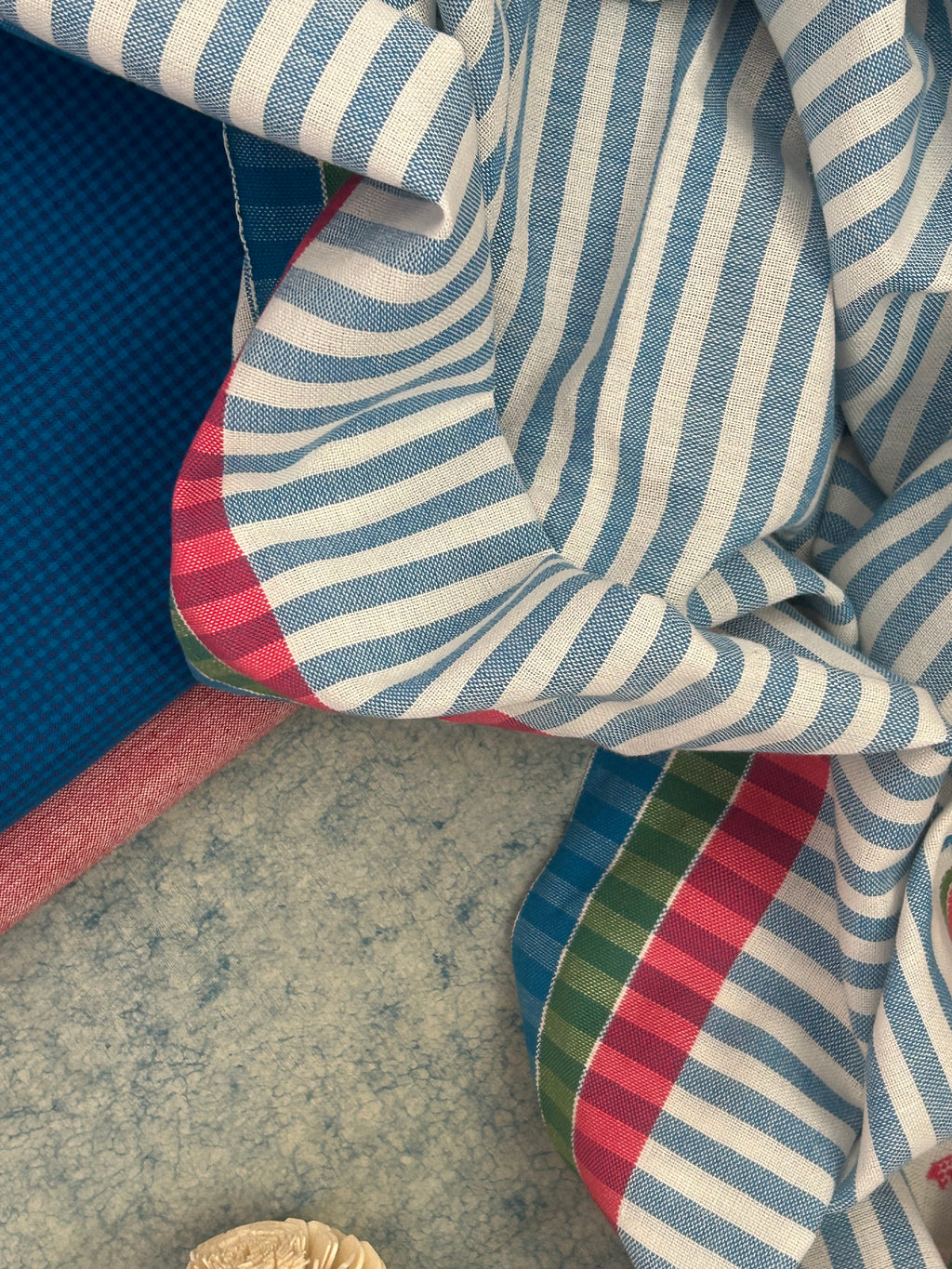 Handwoven Bhujodi Set - Blue and Peach Pink