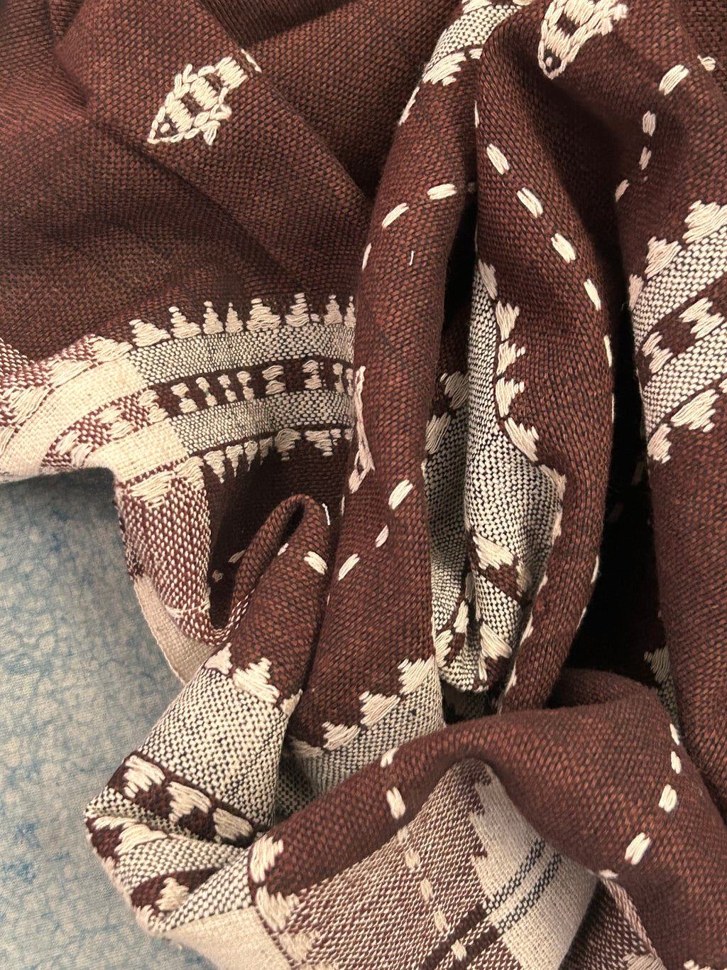 Handspun Handwoven Kotpad Suit Set - Bright Orange and Earthy Brown