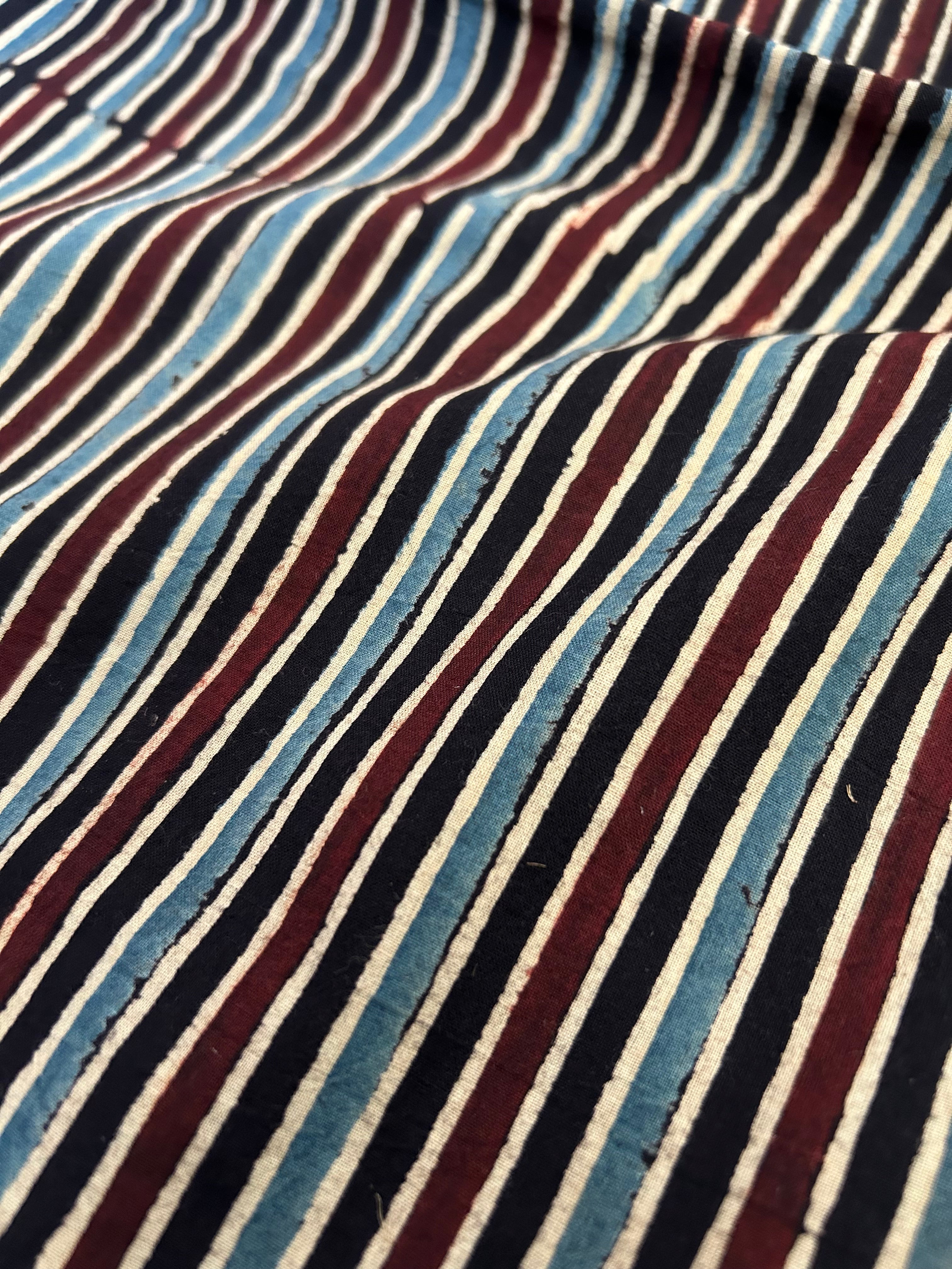 Handblock Printed Ajrakh Cotton - Black (2.4m)