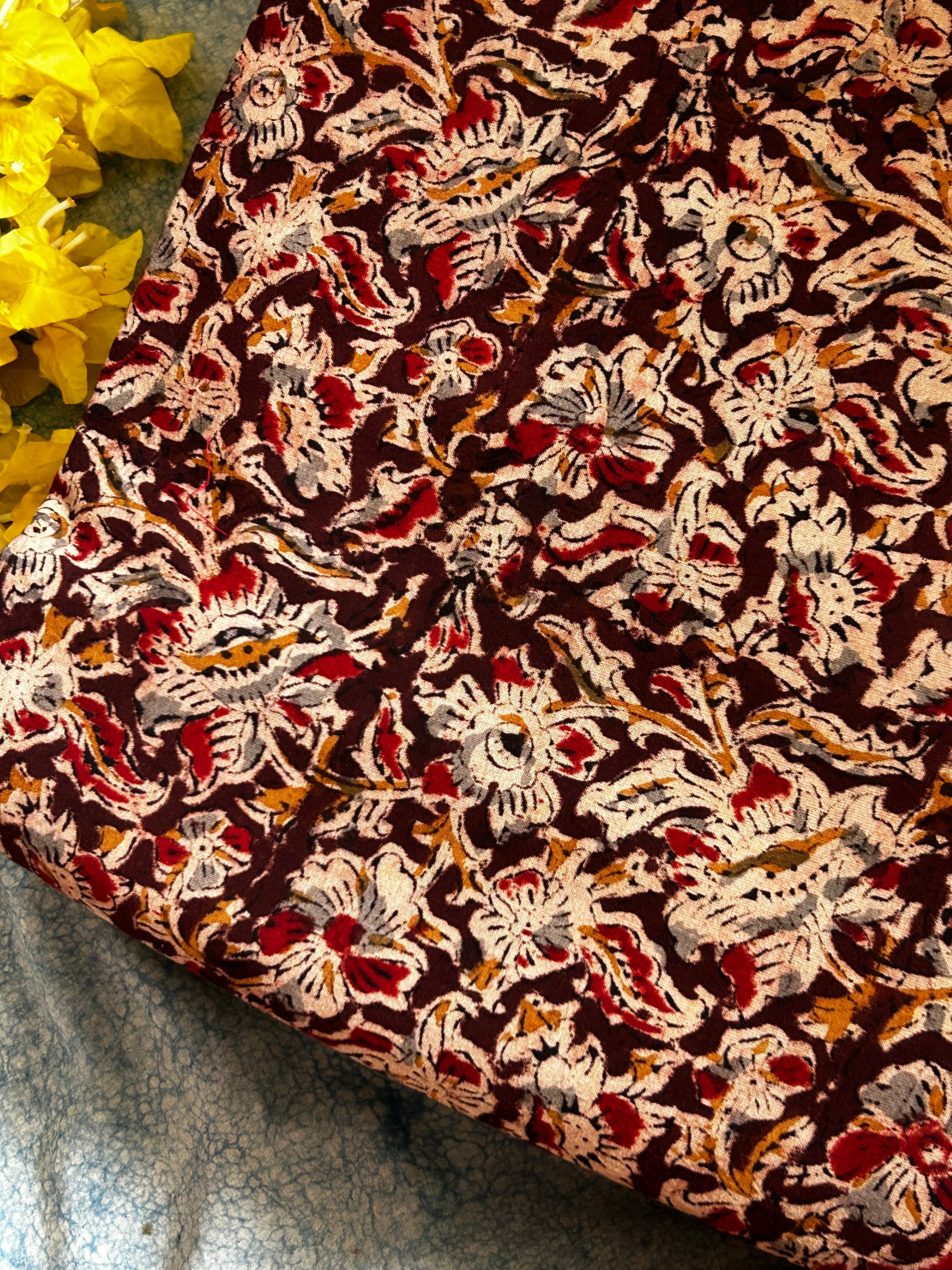 Pedana Hand Block Printed Kalamkari Natural Dyed Cotton Fabric Kurta