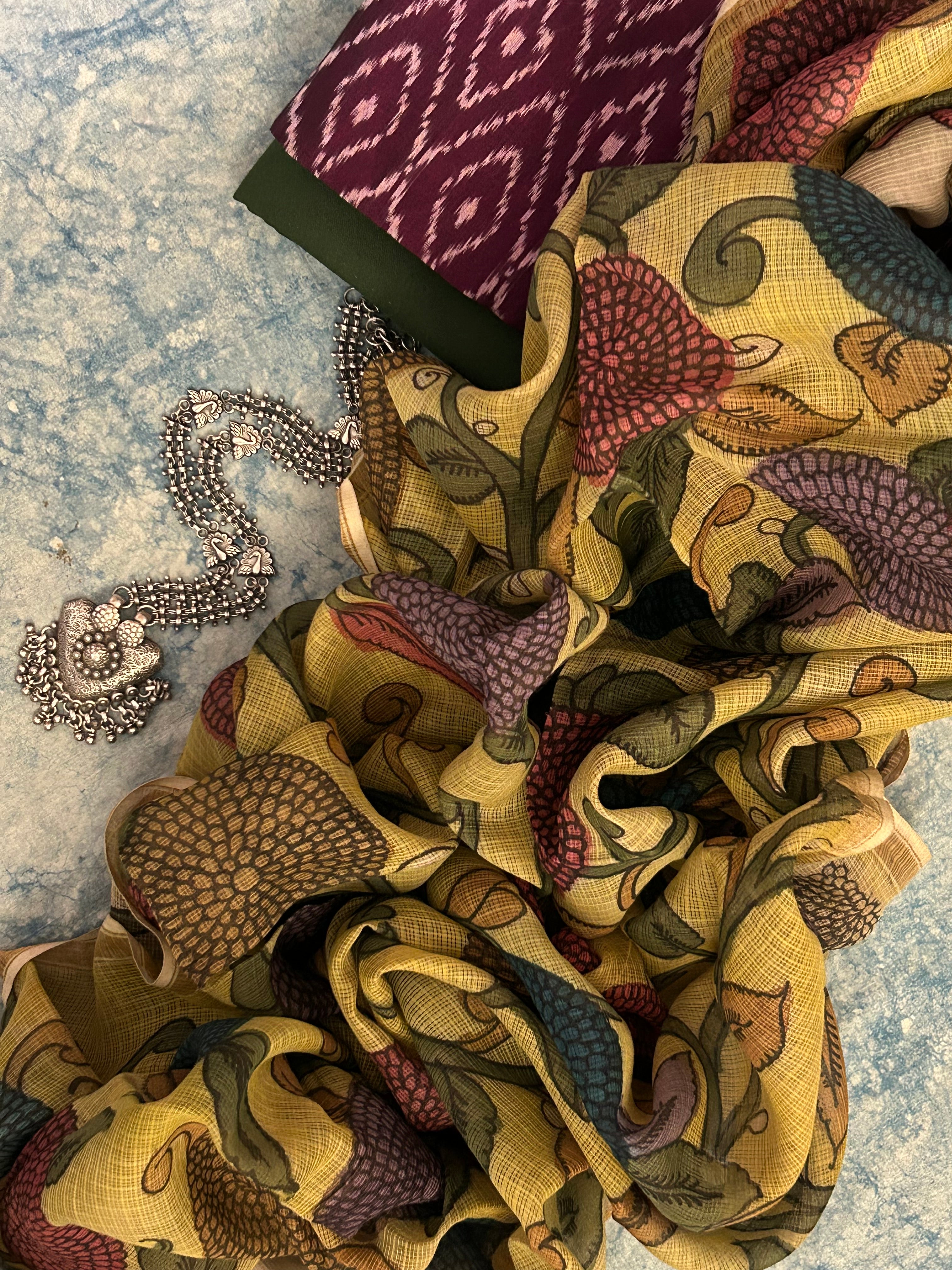 Handwoven Handpainted Kalamkari Set