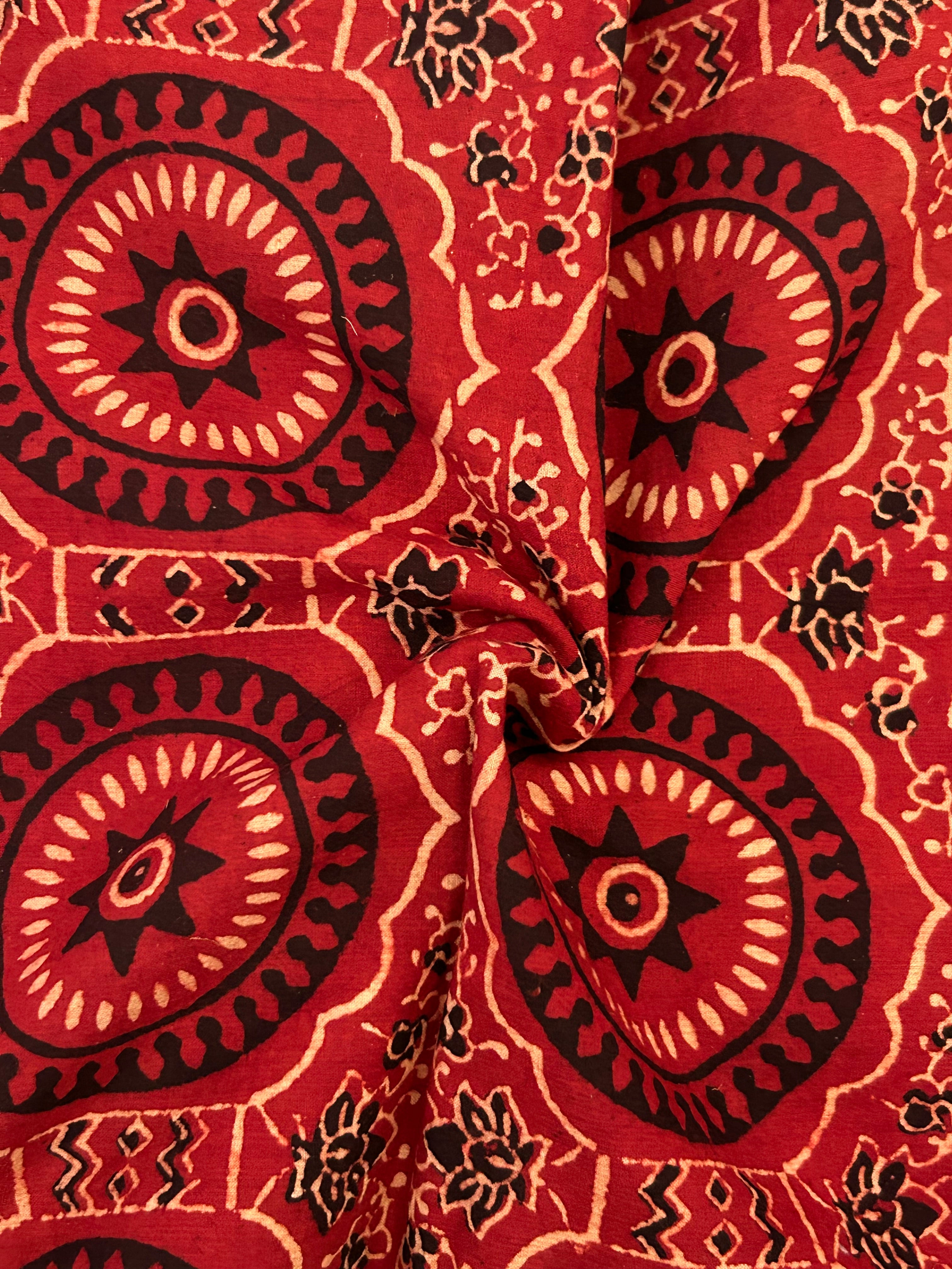 Handblock Printed Ajrakh Cotton - Madder Red (1m)