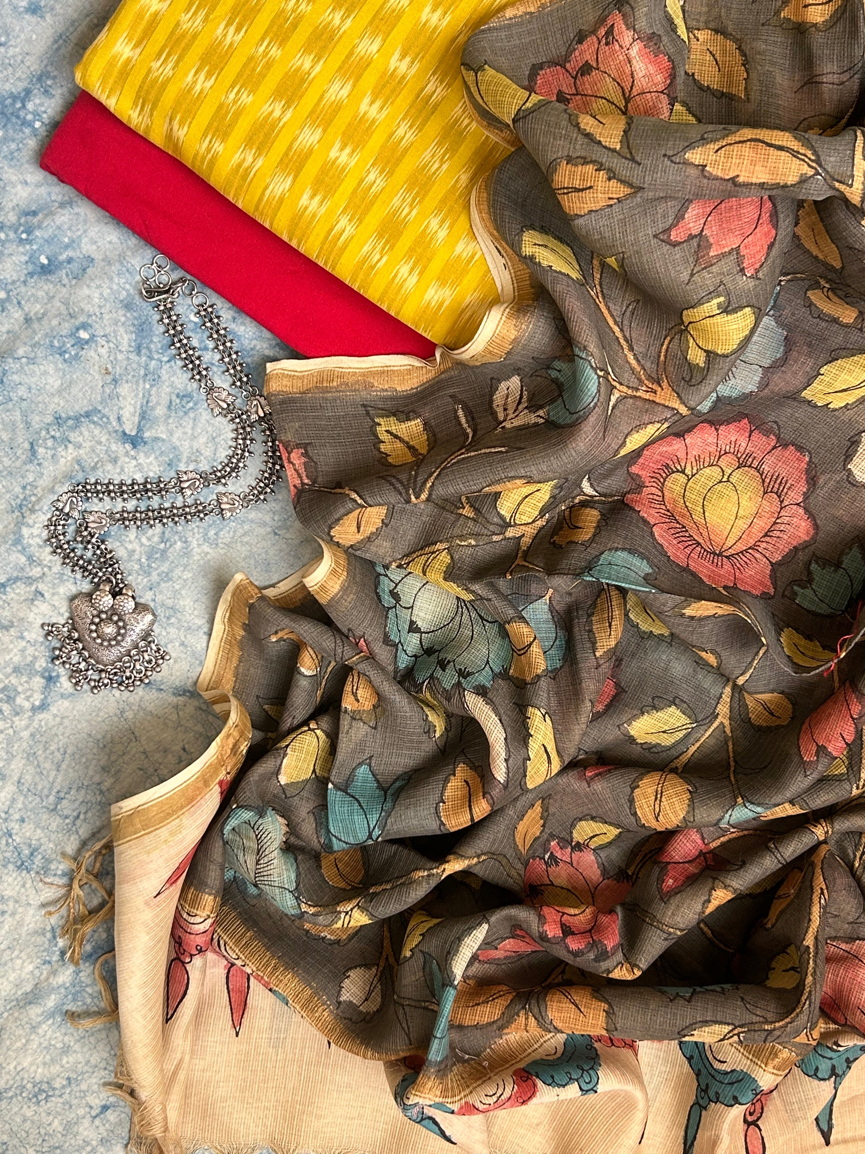 Handwoven Handpainted Kalamkari Set