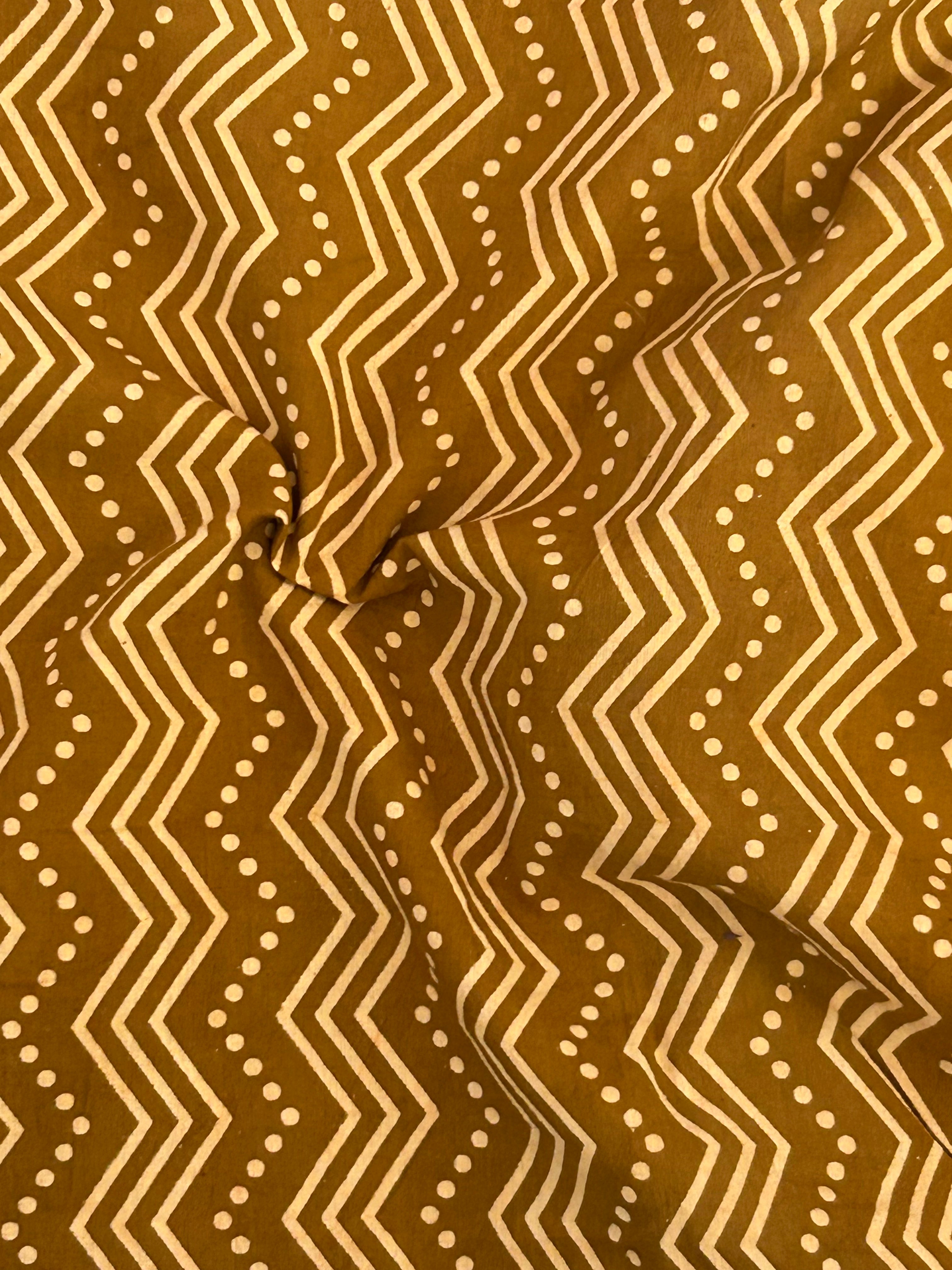 Hand Sreen Printed Azofree dye cotton - Muted Mustard (2.5m)