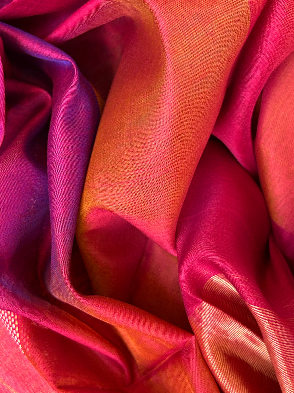 Handwoven Maheshwari Kurta Dupatta Set - Rani Pink and Purple
