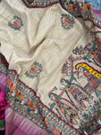 Madhubani Handpainted Cotton Silk Dupatta