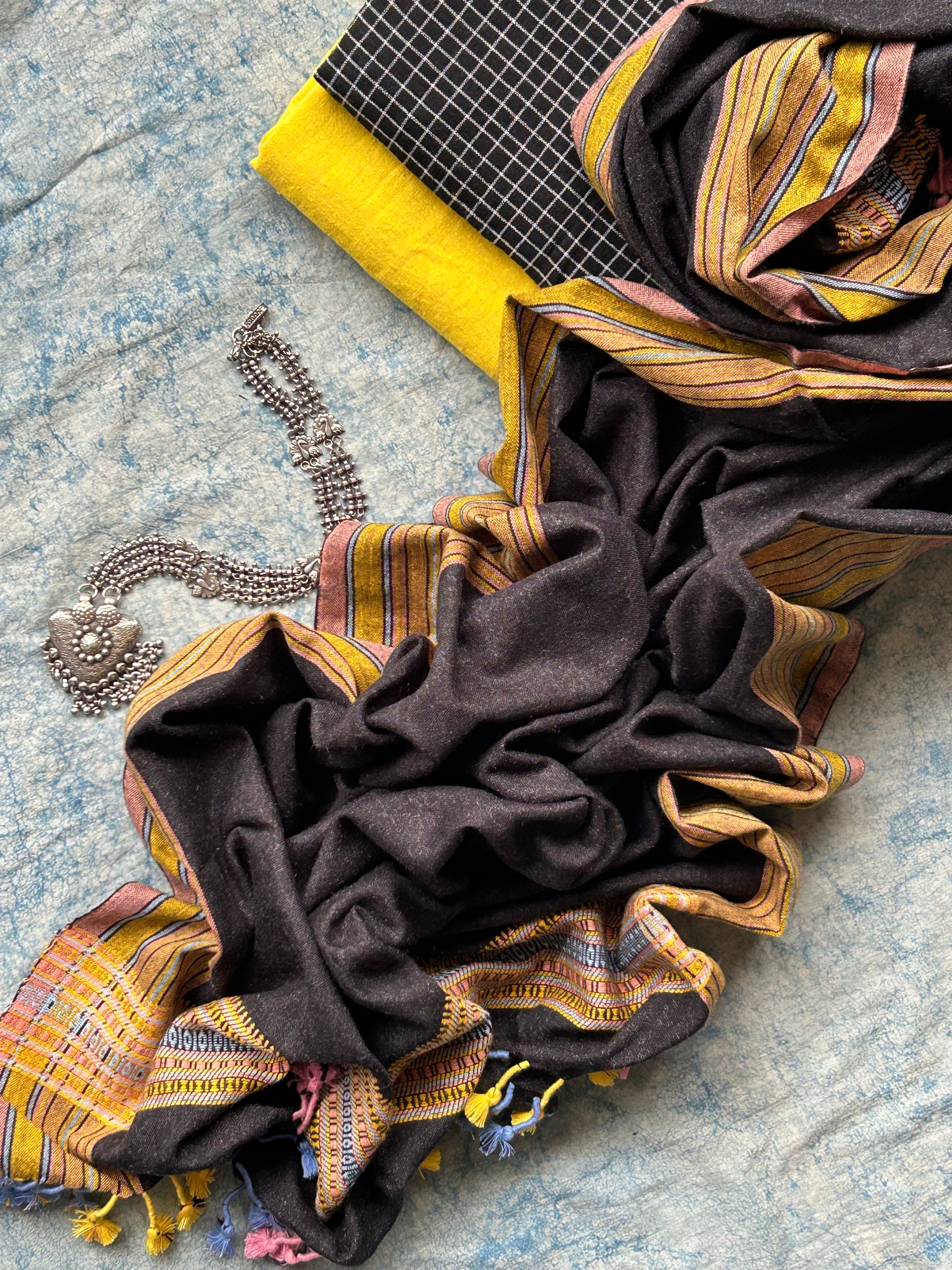 Dhoop Chaon - Handspun Handwoven Kotpad and Bhujodi Dupatta Set