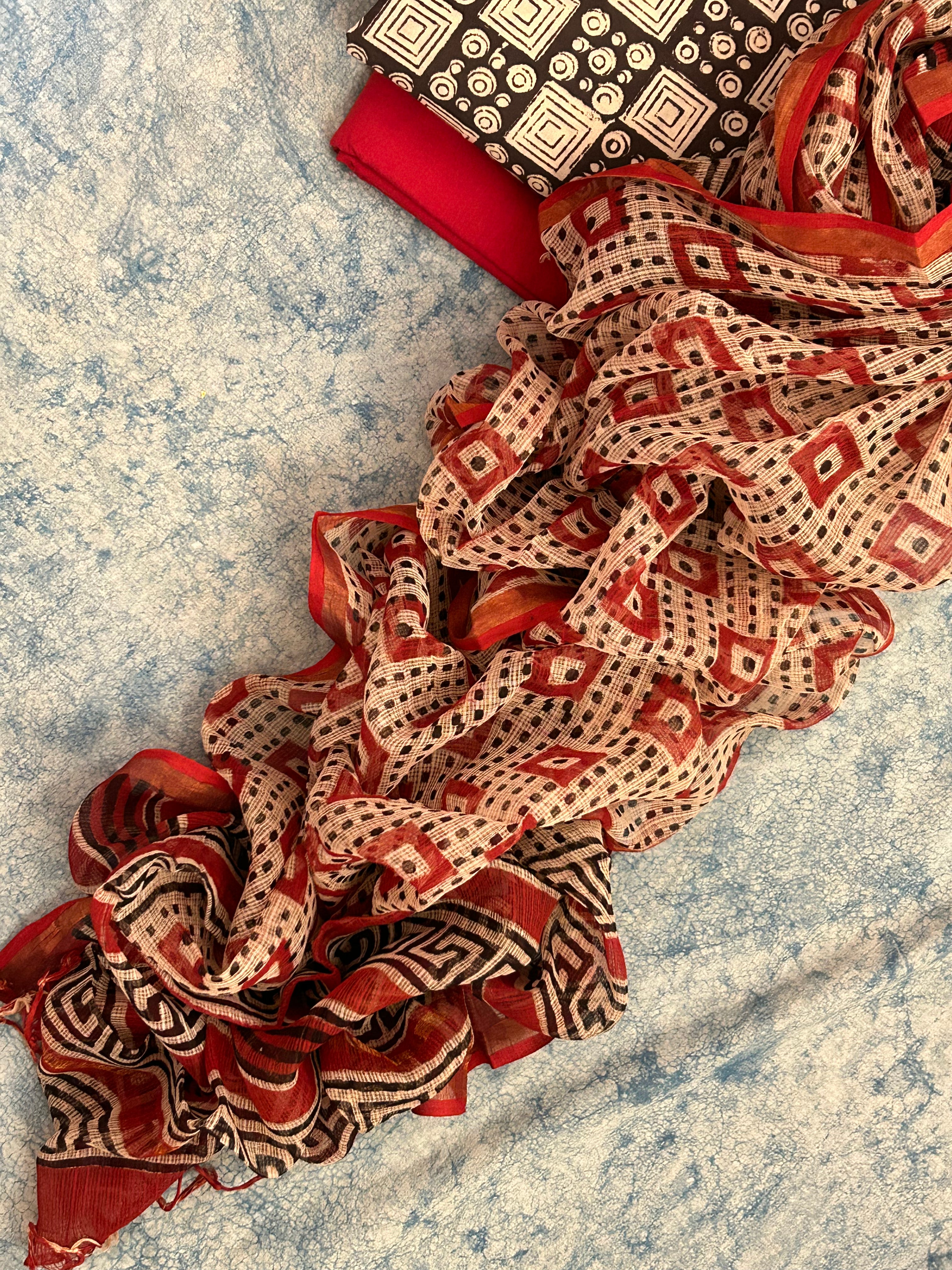 Handcrafted Cotton Kota Dupatta Suit
