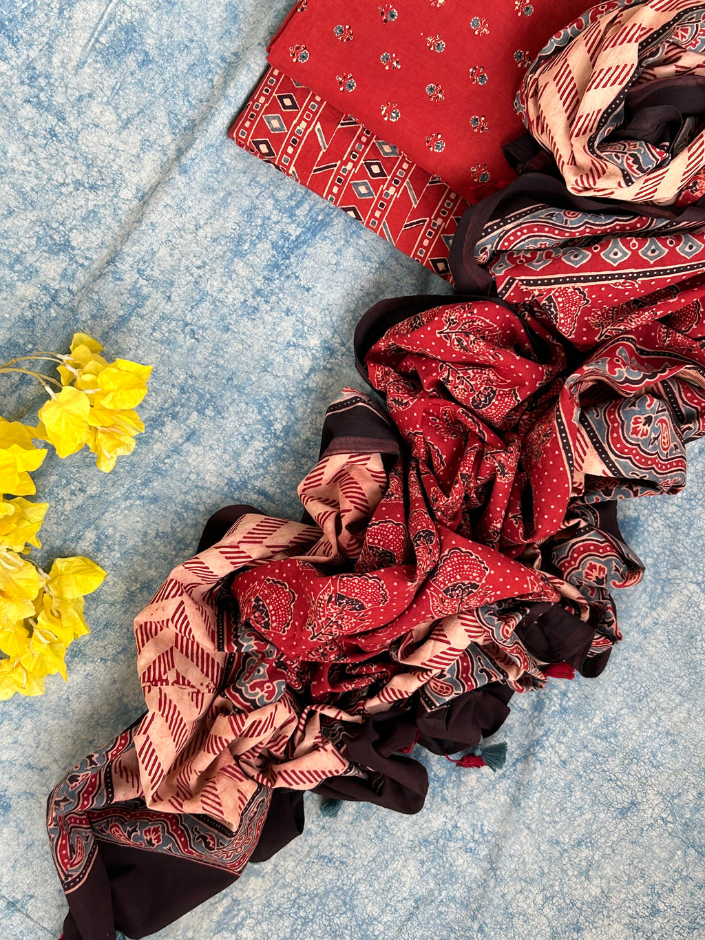 Natural Dyes Handblock Ajrakh Cotton Suit