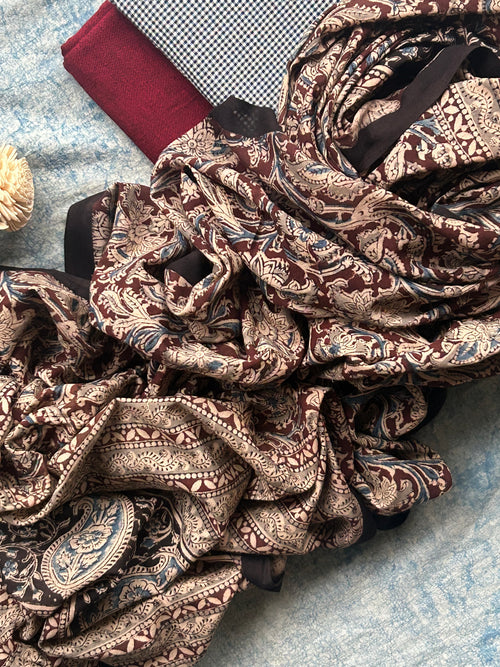 Aaradhya - Handwoven and Handblock printed Kalamkari Set