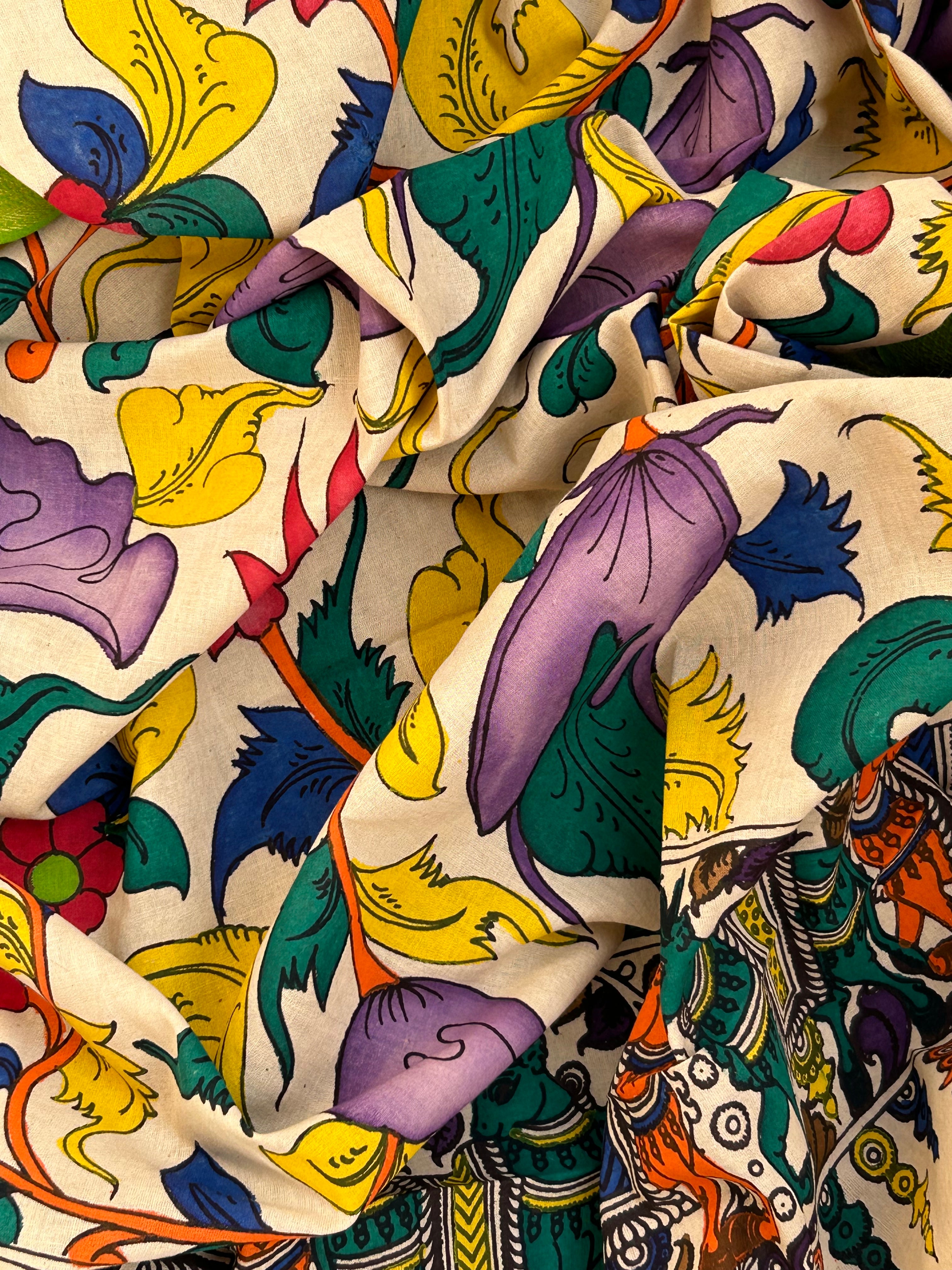 Handwoven Handcrafted Kalamkari Double Ikat Kurta Dupatta Set