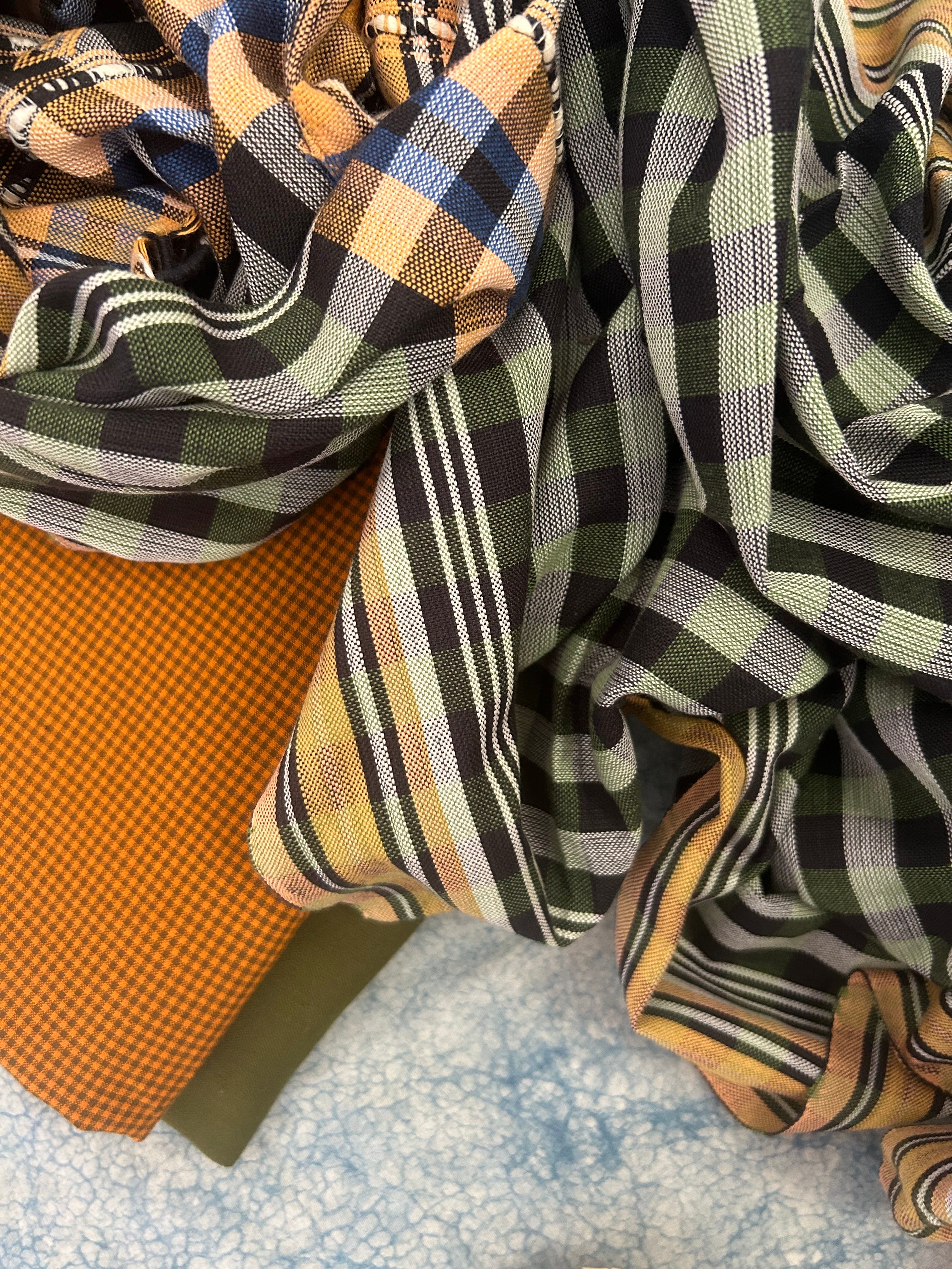 Handwoven Bhujodi Set - Warm Turmeric and Moss Green