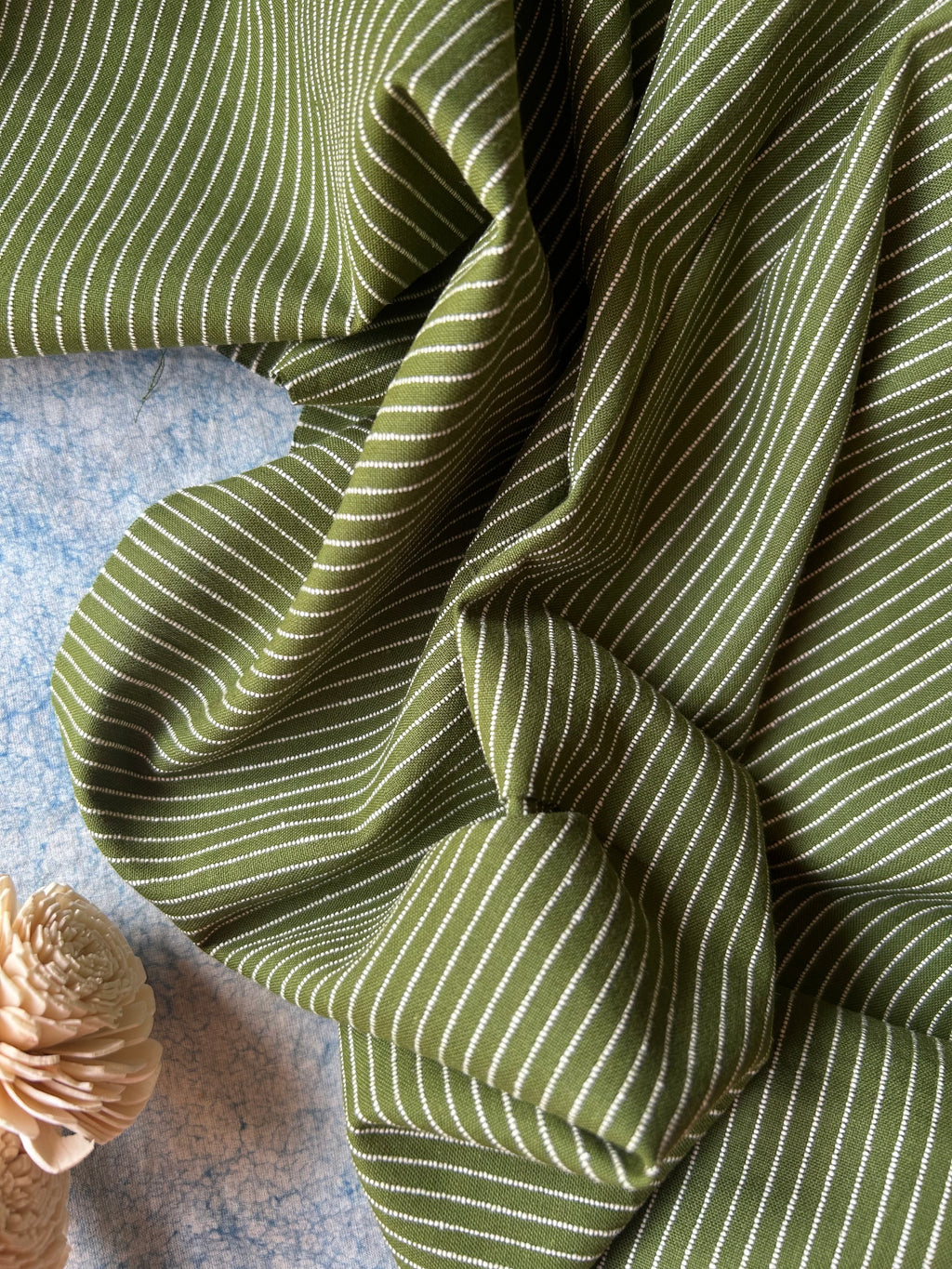 Handwoven 2.5m Fabric - Moss Green