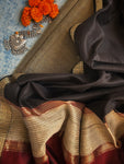Handwoven Maheshwari Kurta Dupatta Set - Black Gold