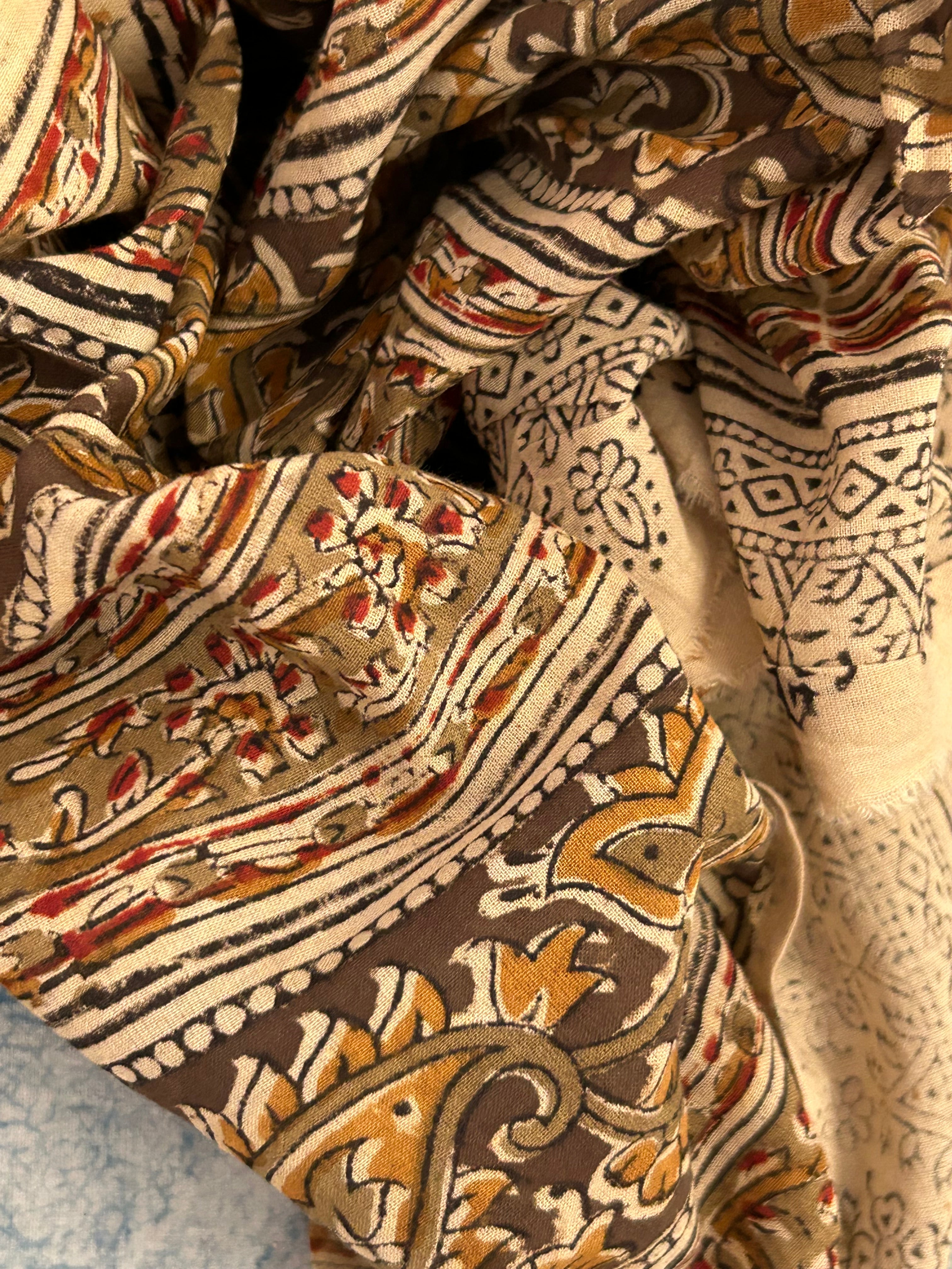 Handwoven Handcrafted Ikath Kalamkari Kurta Dupatta Set