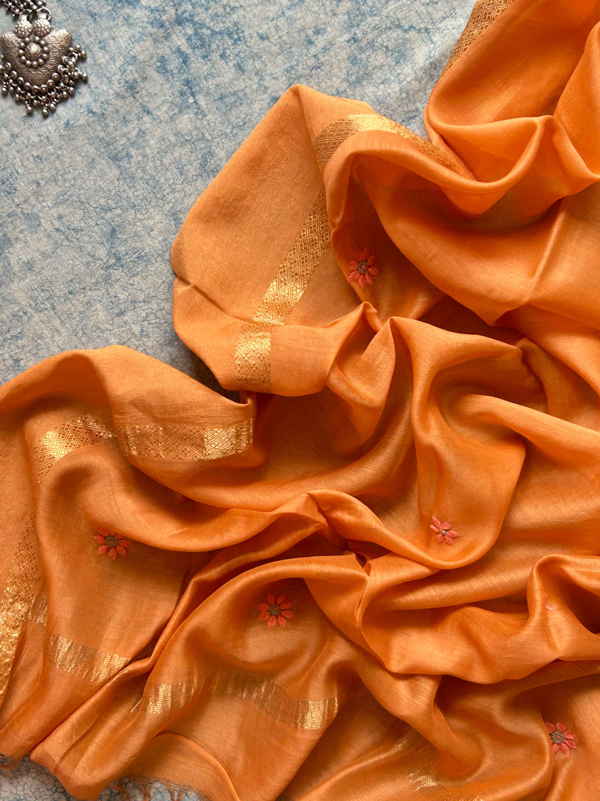 Marichika - Handwoven Chikankari Work Maheshwari Set