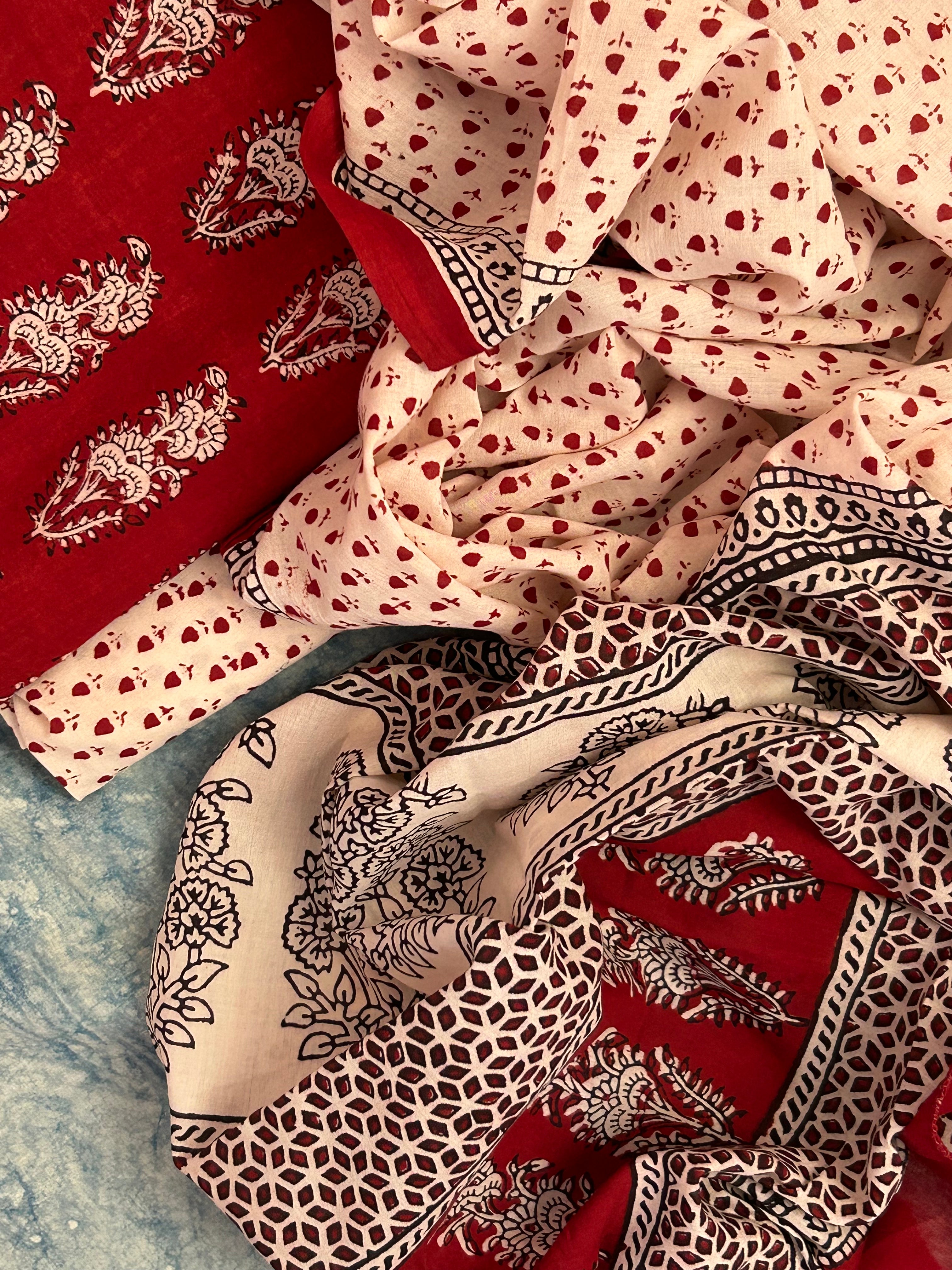 Natural Dyed Bagh Block Print Cotton Suit