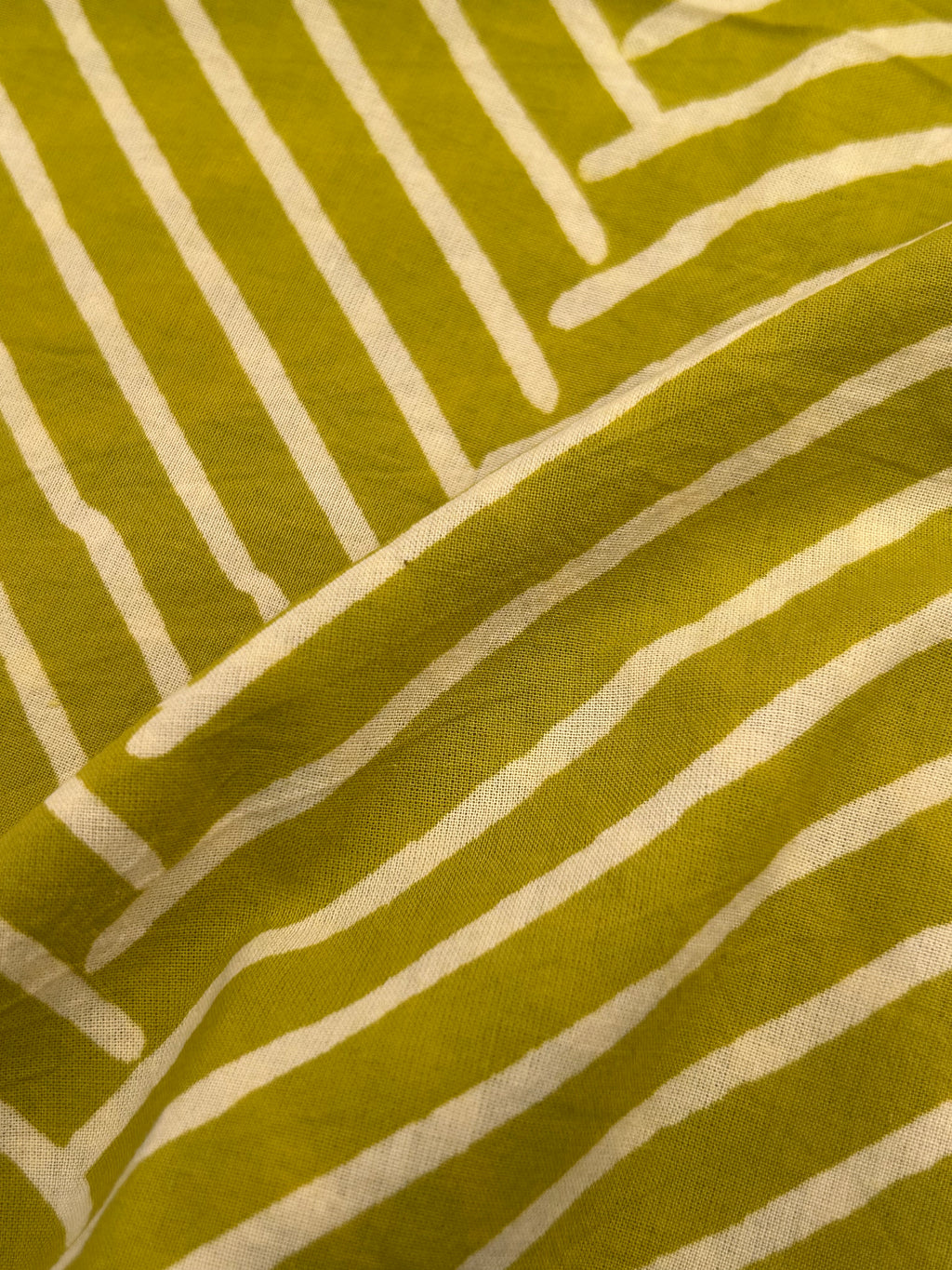 Handblock Printed Azofree dye cotton - Lime Green(1m)