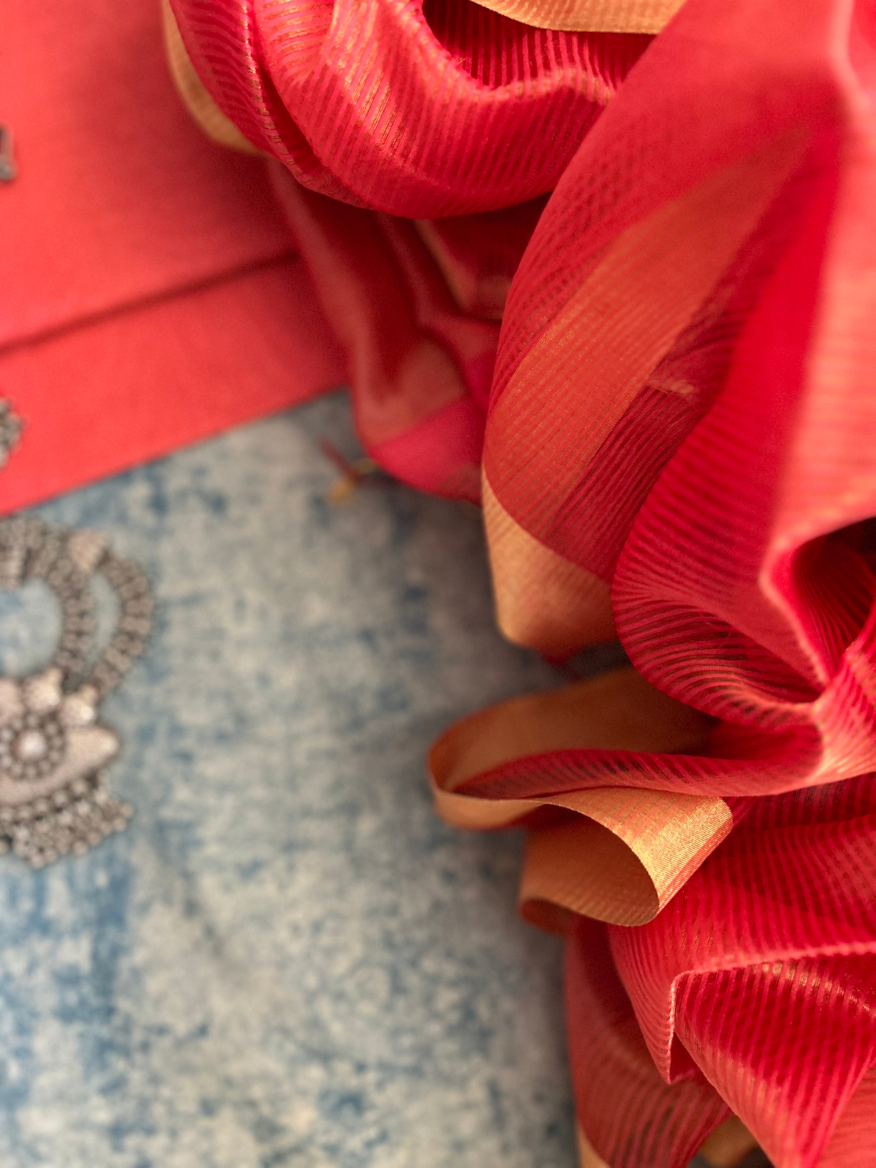 Handwoven Maheshwari tissue Kurta Dupatta Set