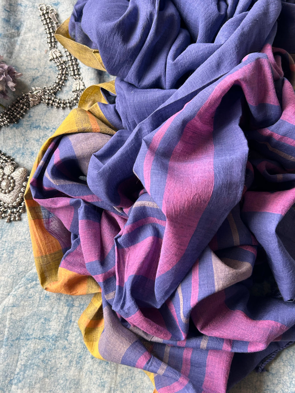 Neelam - Handwoven Bengal Jamdani Kurta Dupatta set