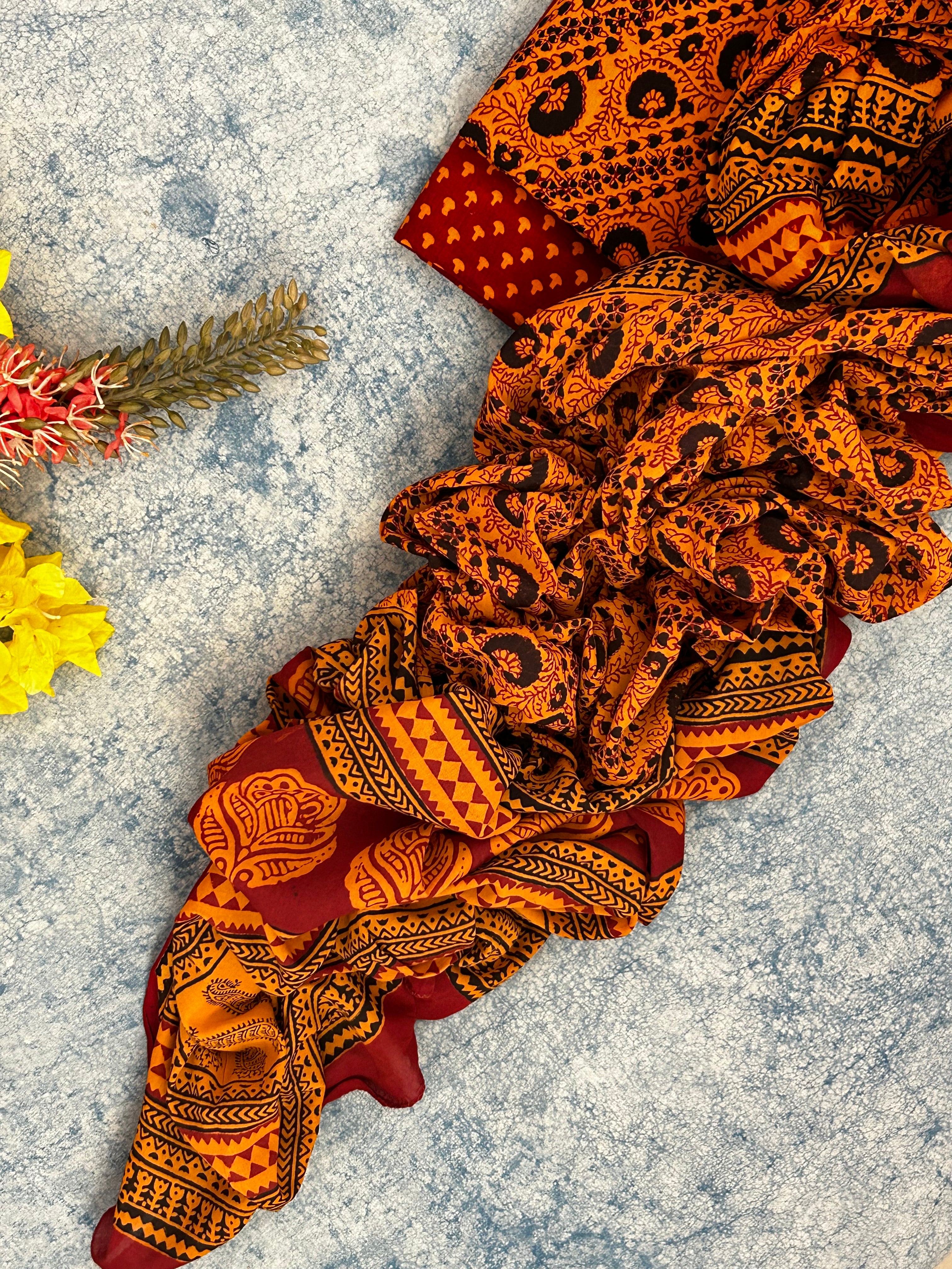 Natural Dyed Bagh Block Print Cotton Suit