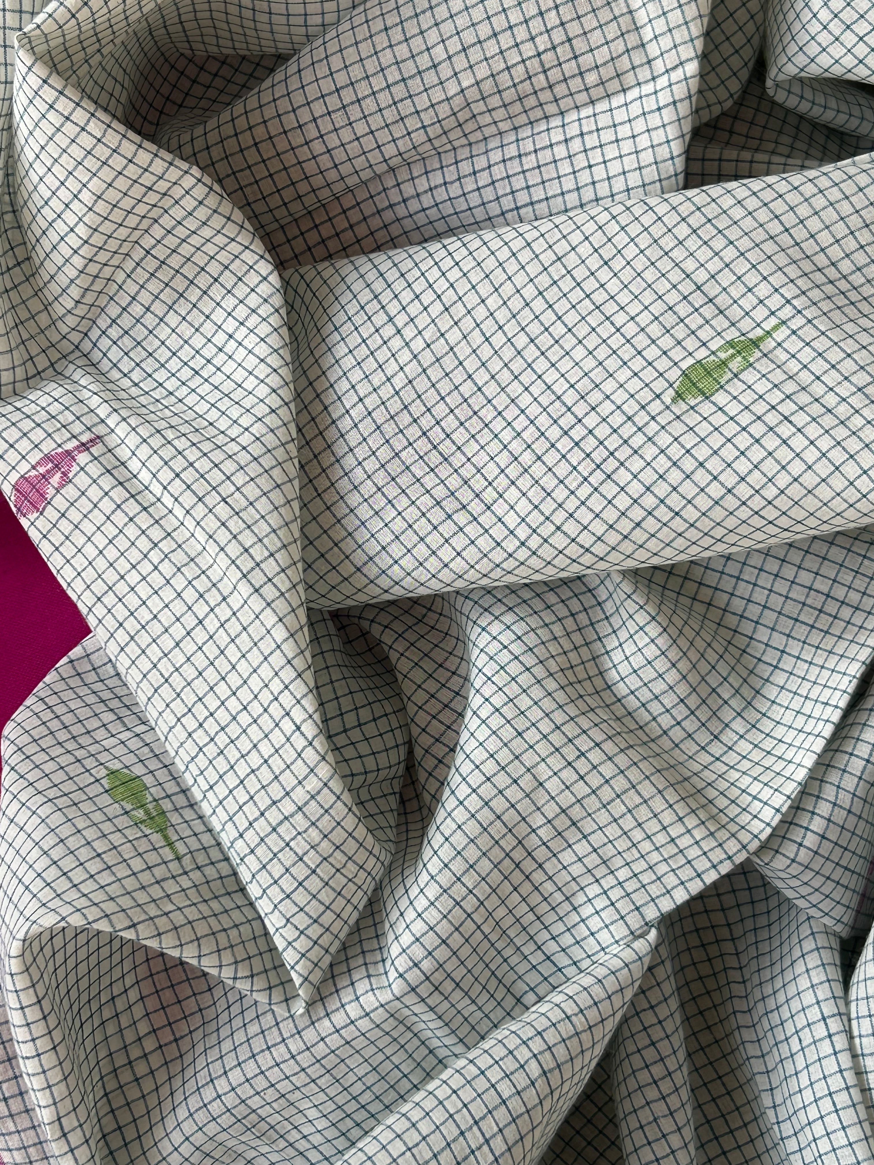 Handwoven Cotton Bengal Jamdani Dupatta Set - The Garden Bloom