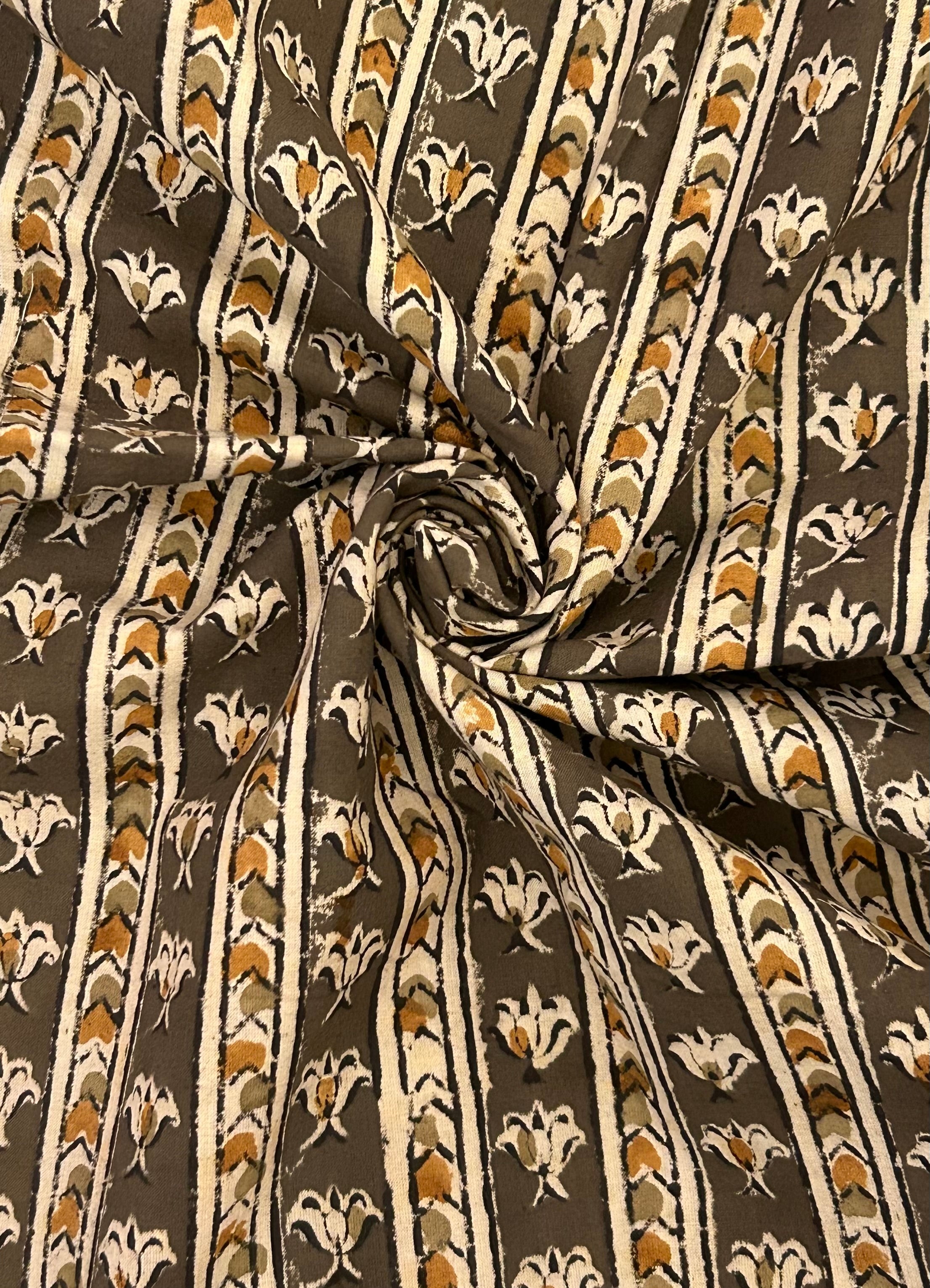 Handblock Printed Pedana kalamkari cotton -Mehndi Green