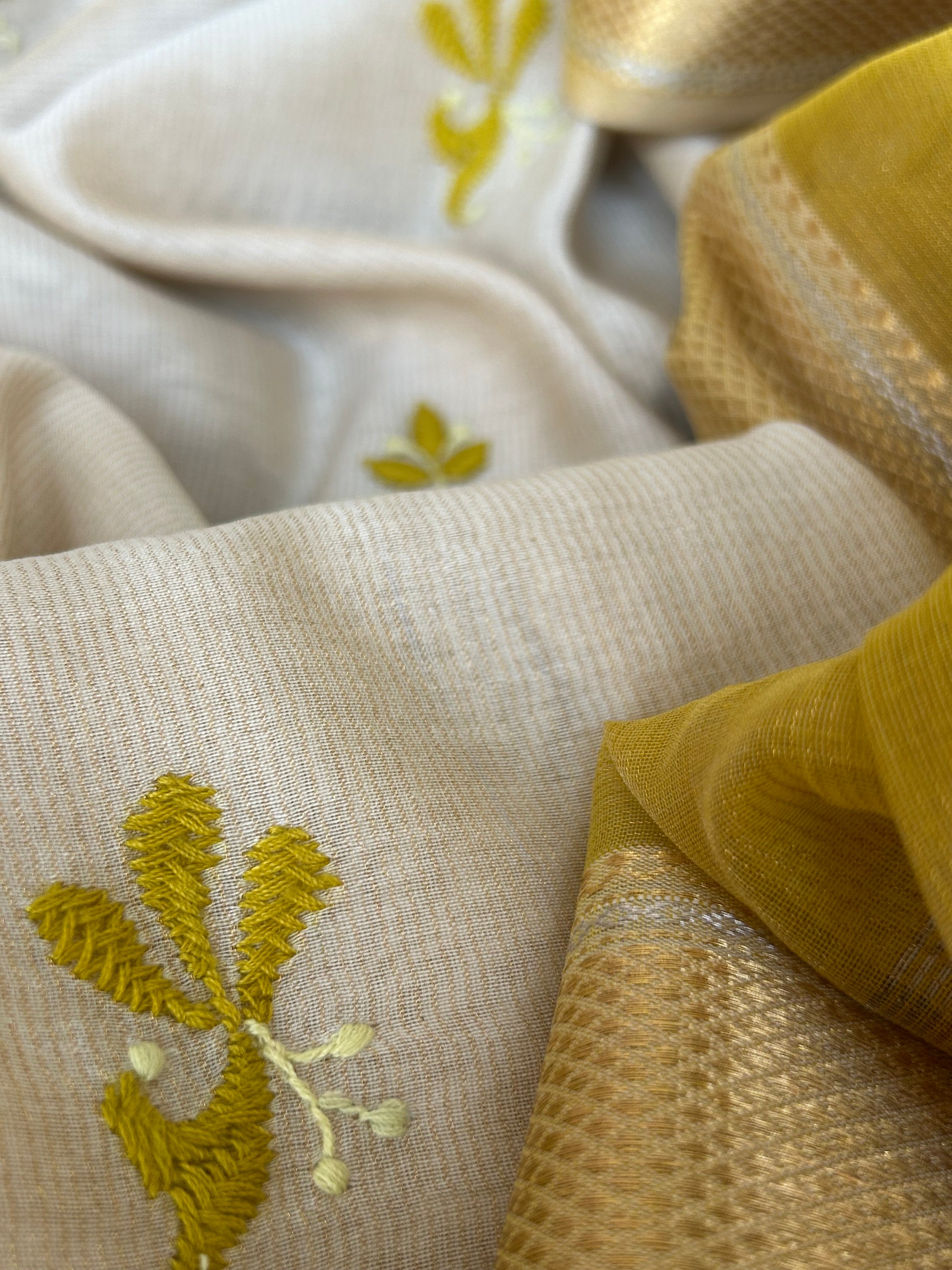 Handwoven Chikankari Work Maheshwari Set