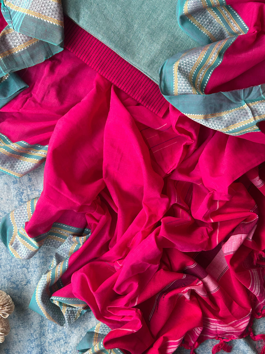 Raagini - Handwoven Telangana cotton and Ilkal Dupatta Set