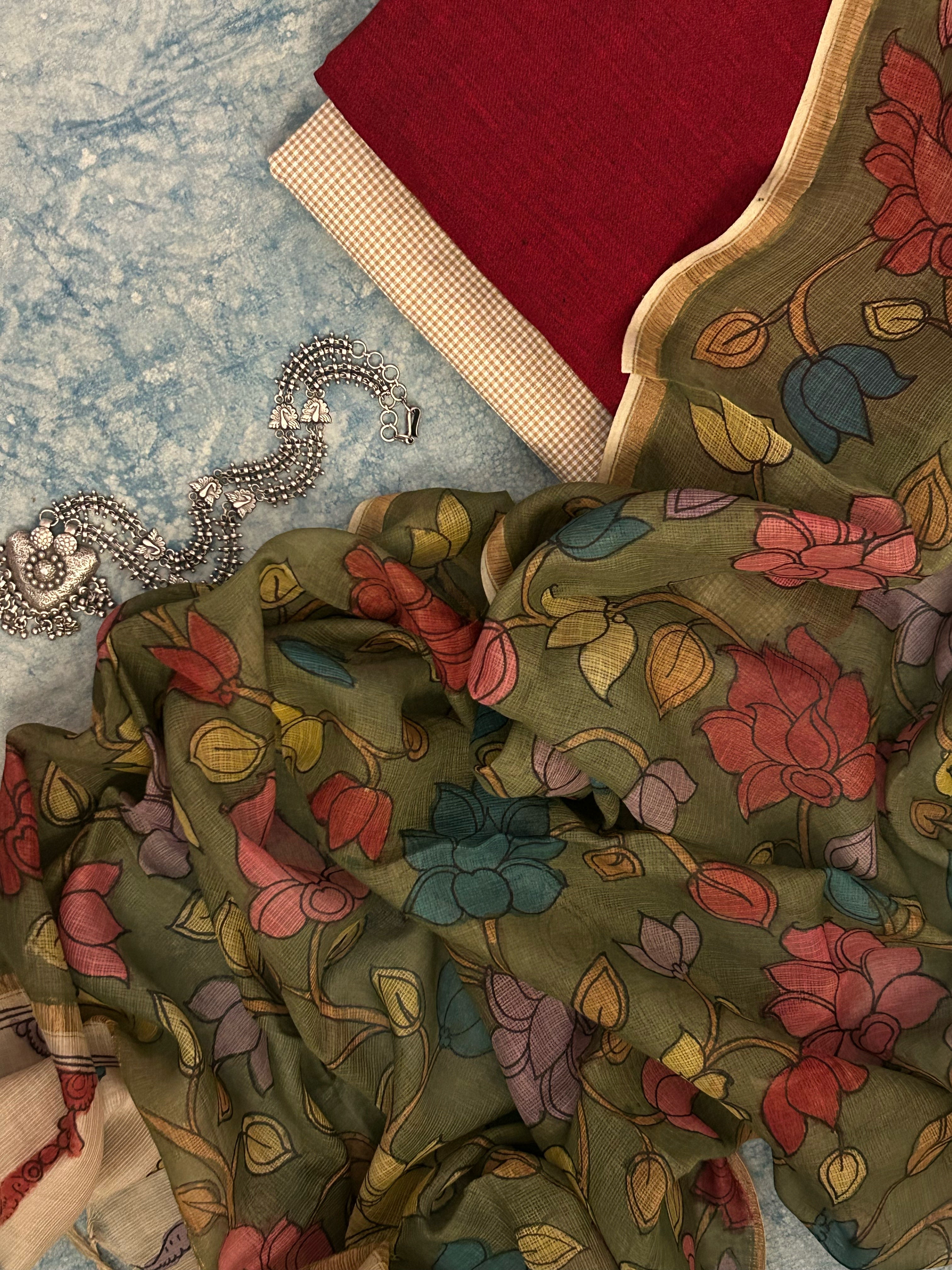 Handwoven Handpainted Kalamkari Set