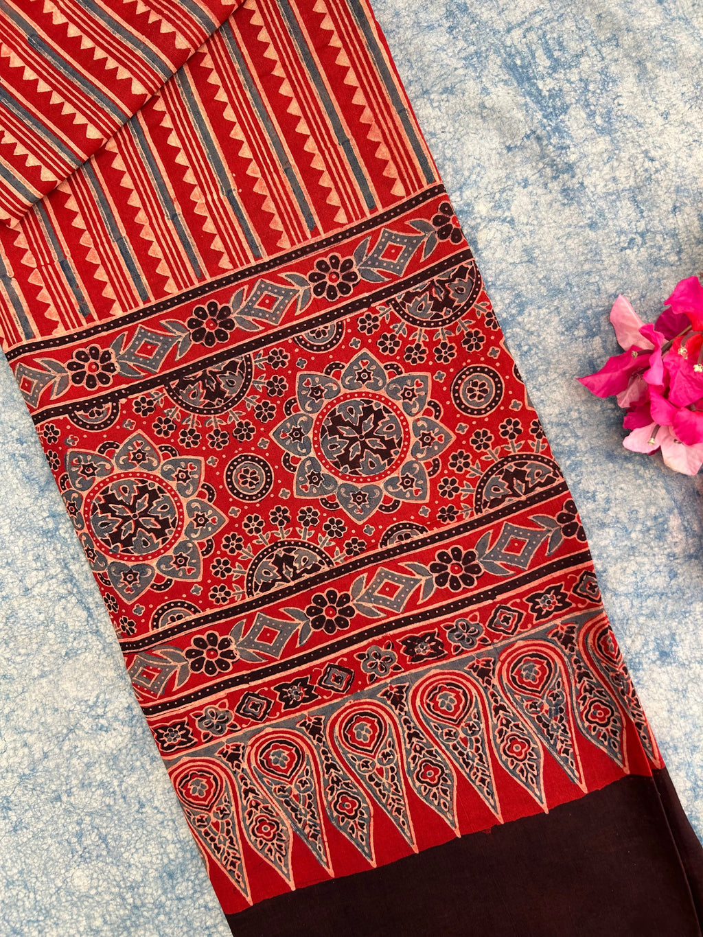 Natural Dyes Hand Block Ajrakh Dupatta