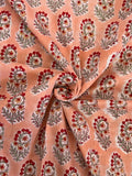 Handblock Printed Azofree dye cotton - Peach Butta (2.4m)