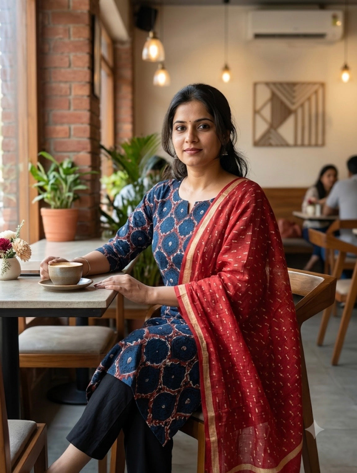 Boond - Handblock Printed Cotton and Linen Dupatta Set