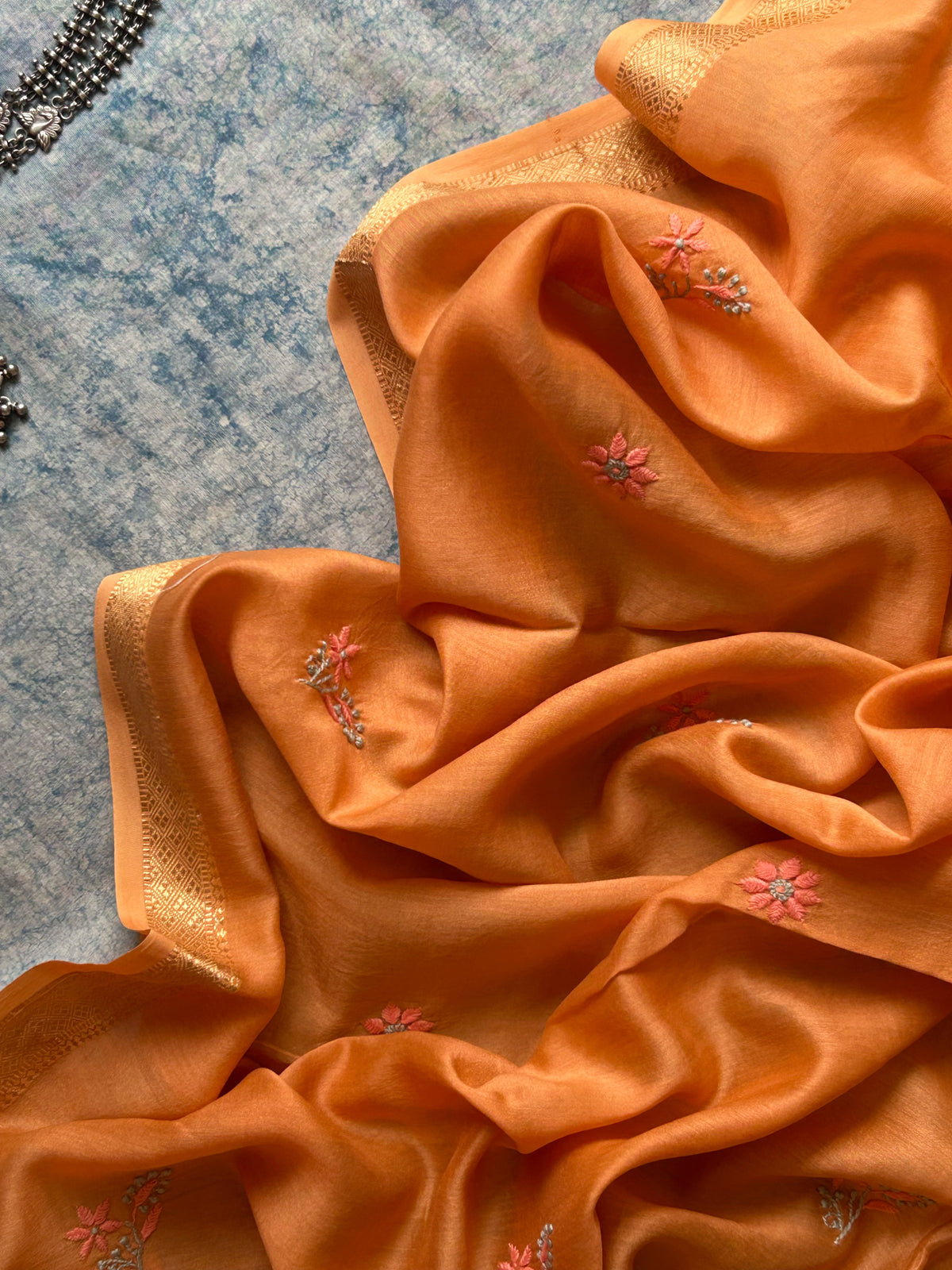 Marichika - Handwoven Chikankari Work Maheshwari Set