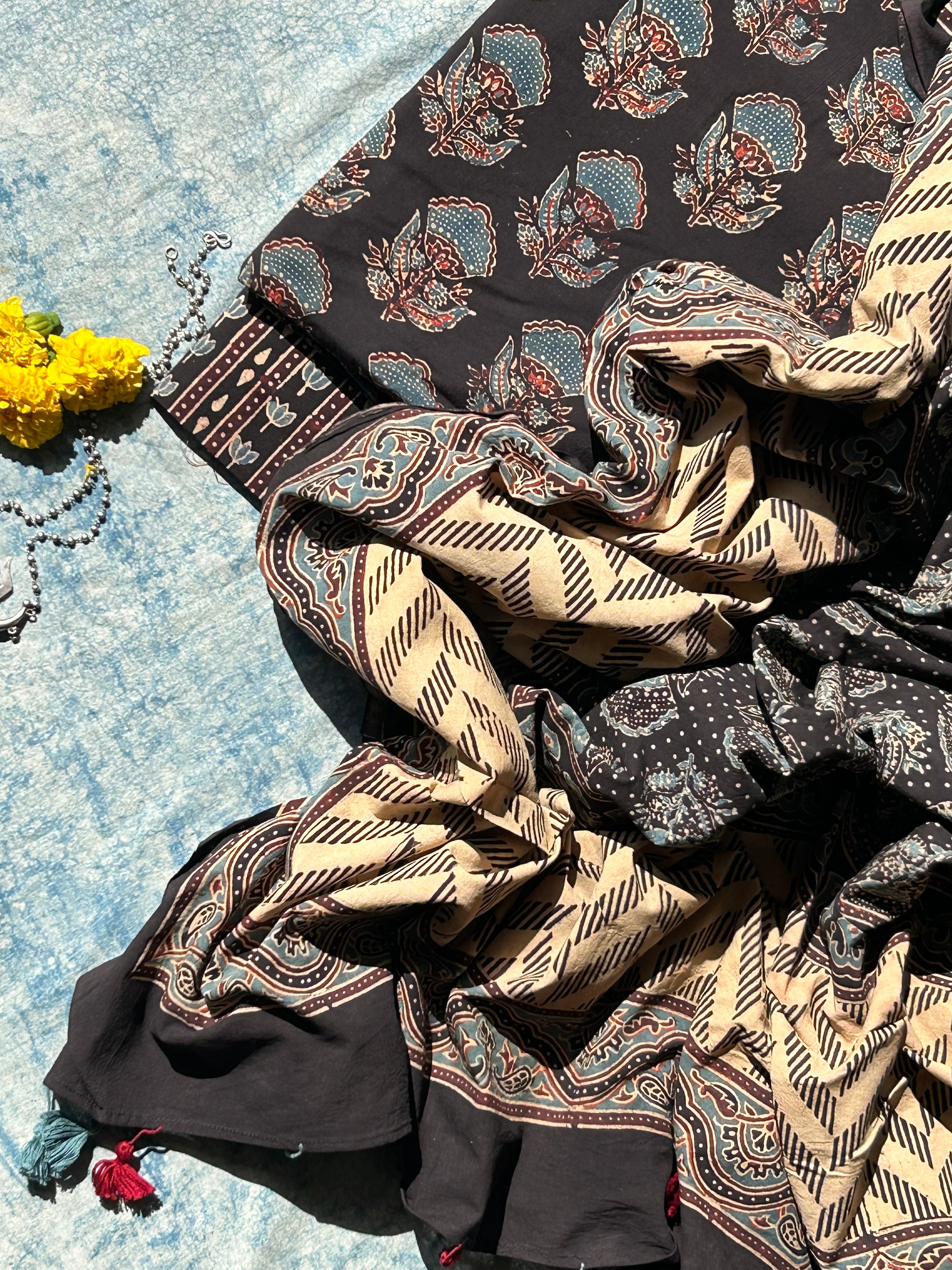 Natural Dyes Handblock Ajrakh Cotton Suit