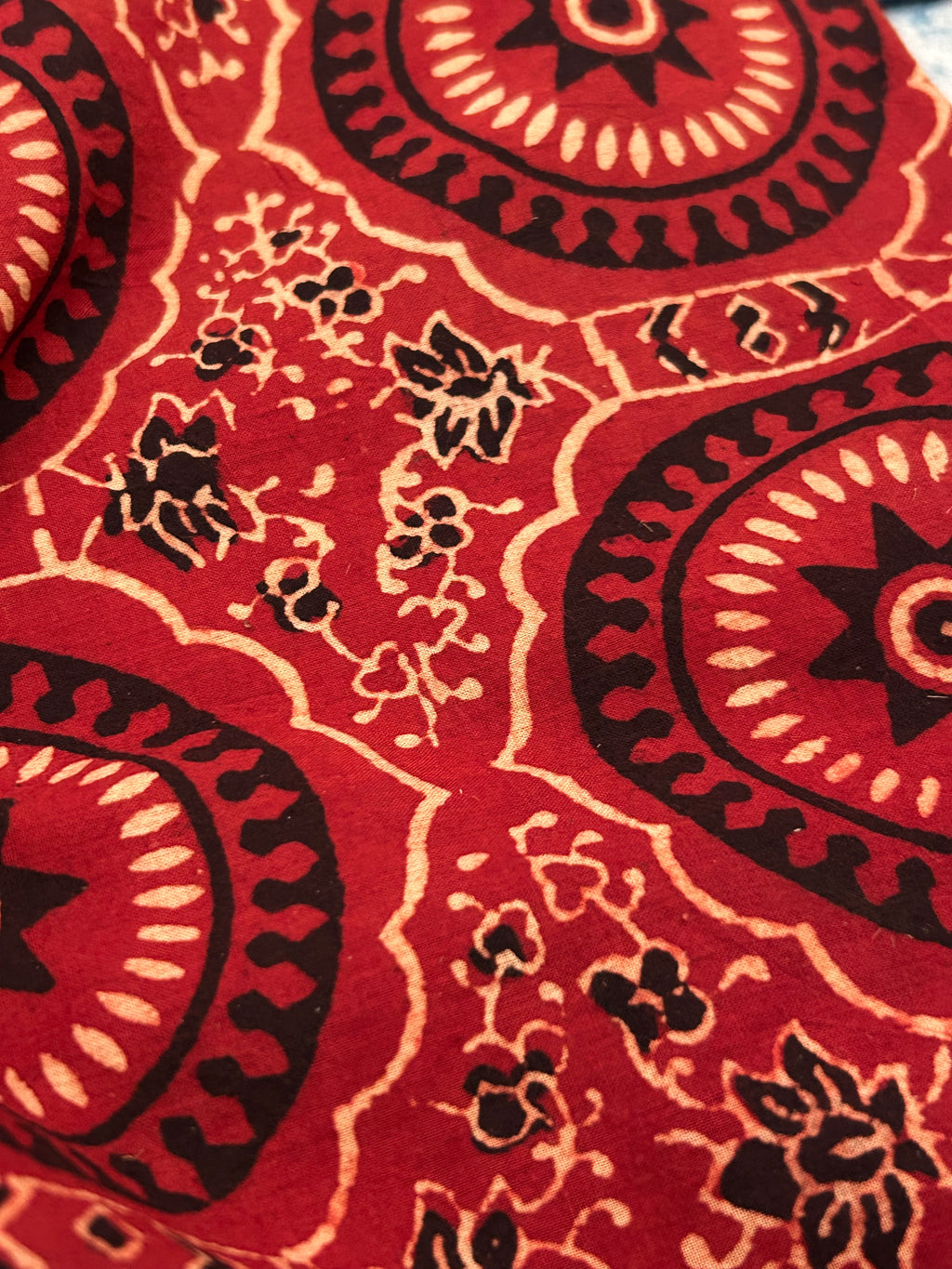 Handblock Printed Ajrakh Cotton - Madder Red (1m)